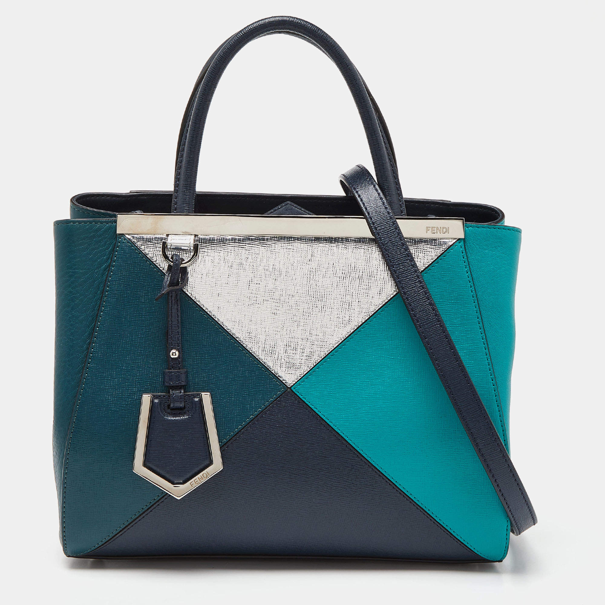 مملوكة مسبقًا Fendi Multicolor Leather Mini Geometric 2jours Tote