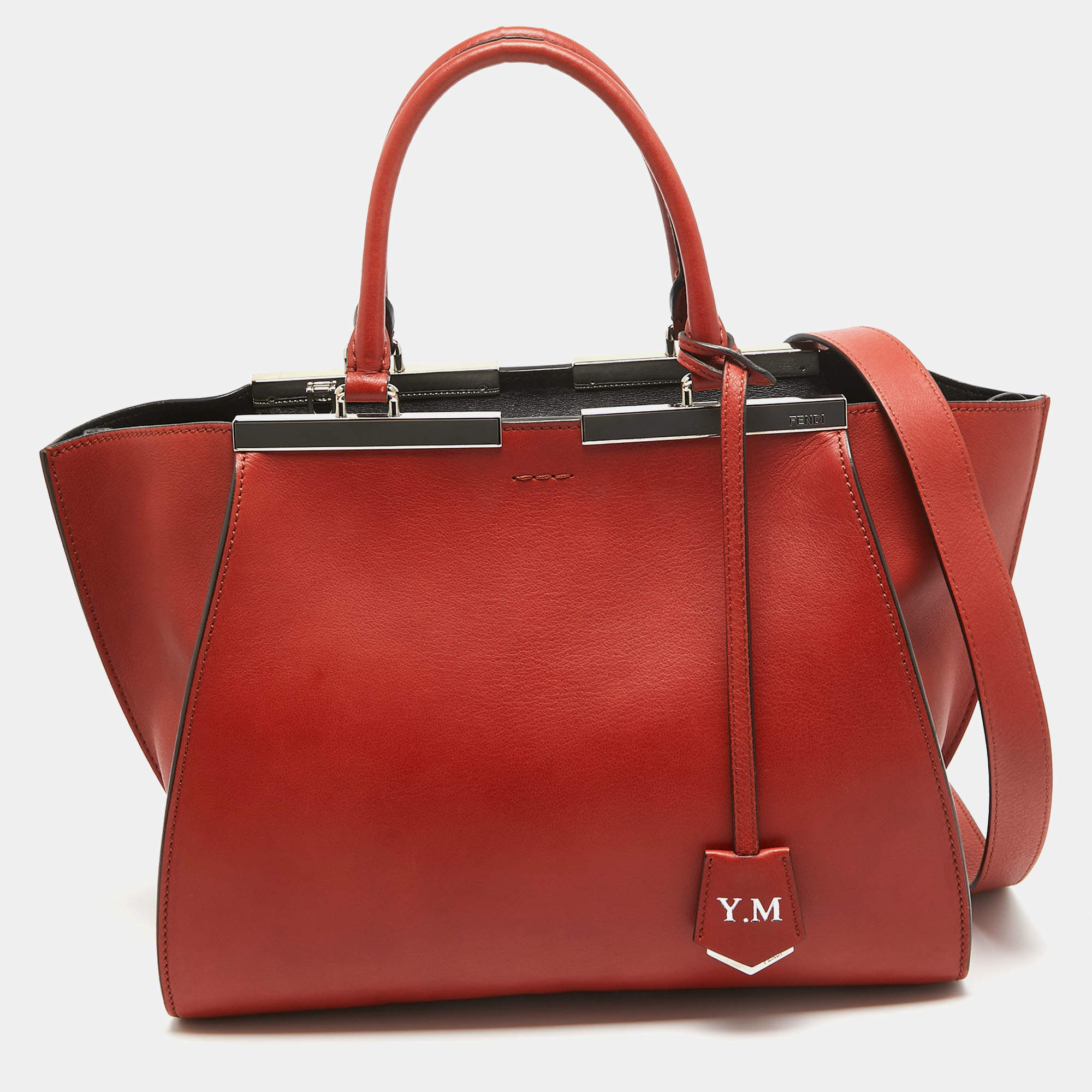 Pre Owned Fendi Brown Brick Leather Medium 3Jours Tote