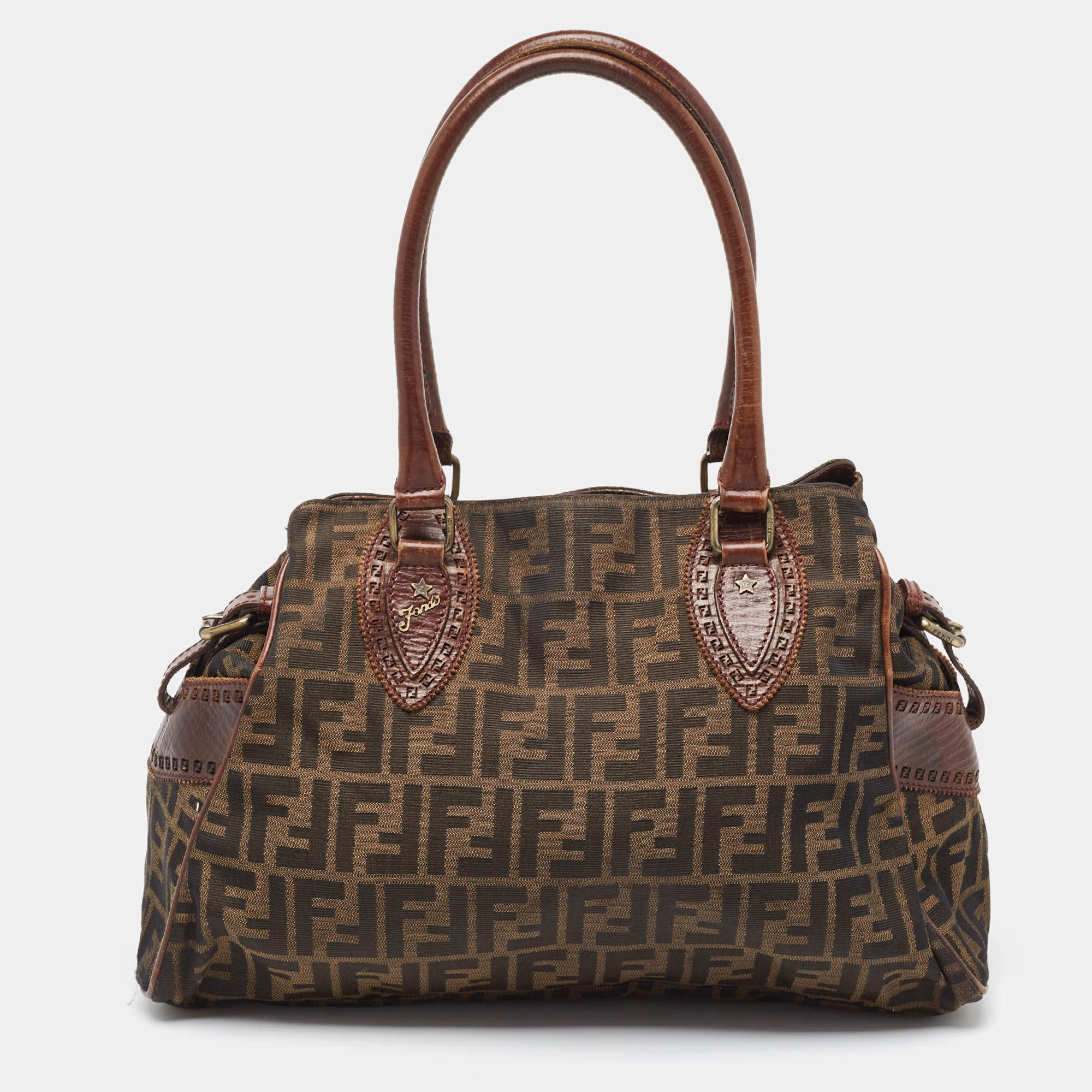 Pre Owned Fendi Brown/Tobacco Zucca Canvas Chef du Jour Satchel