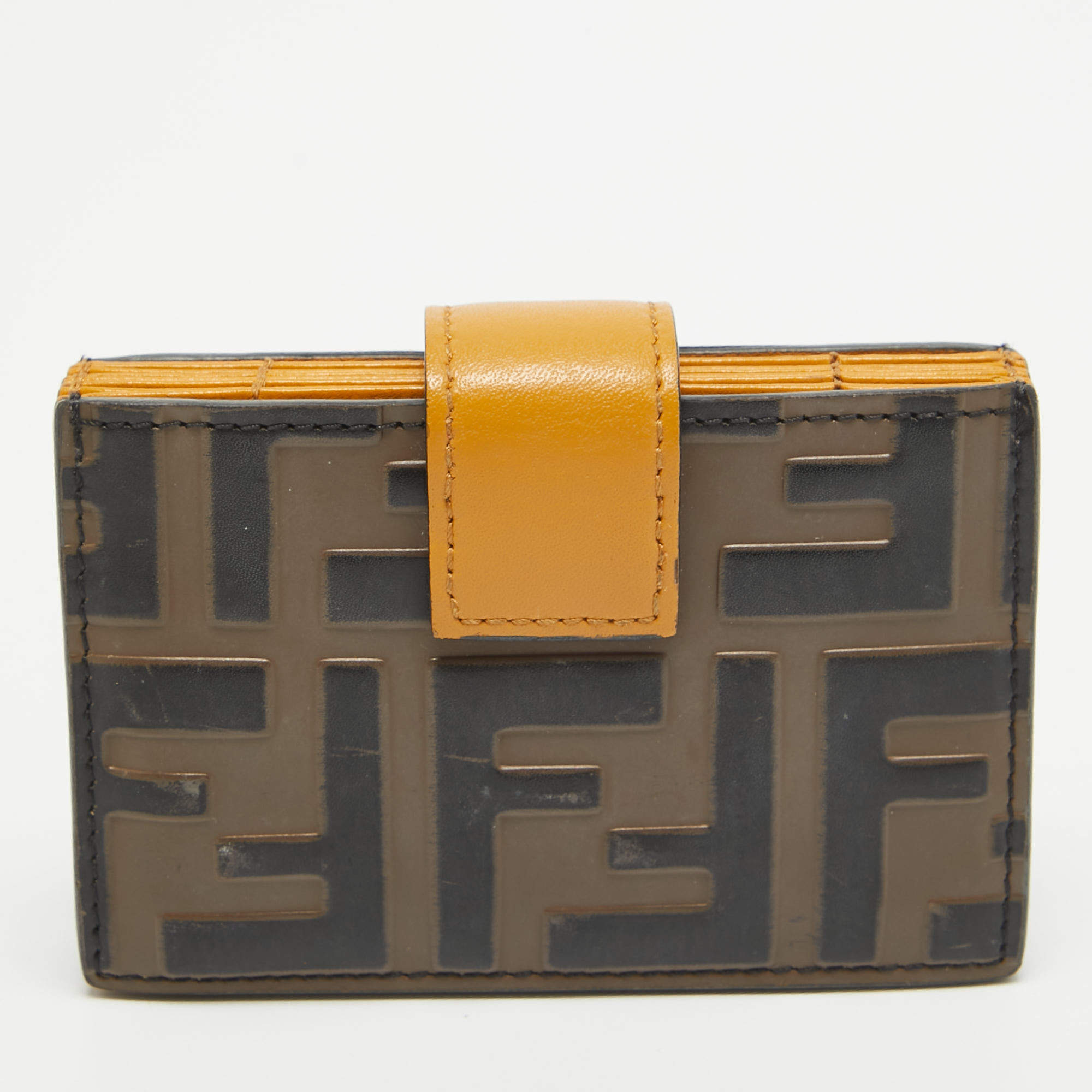 Fendi Brown Black Yellow Zucca on sale Long Flap Wallet