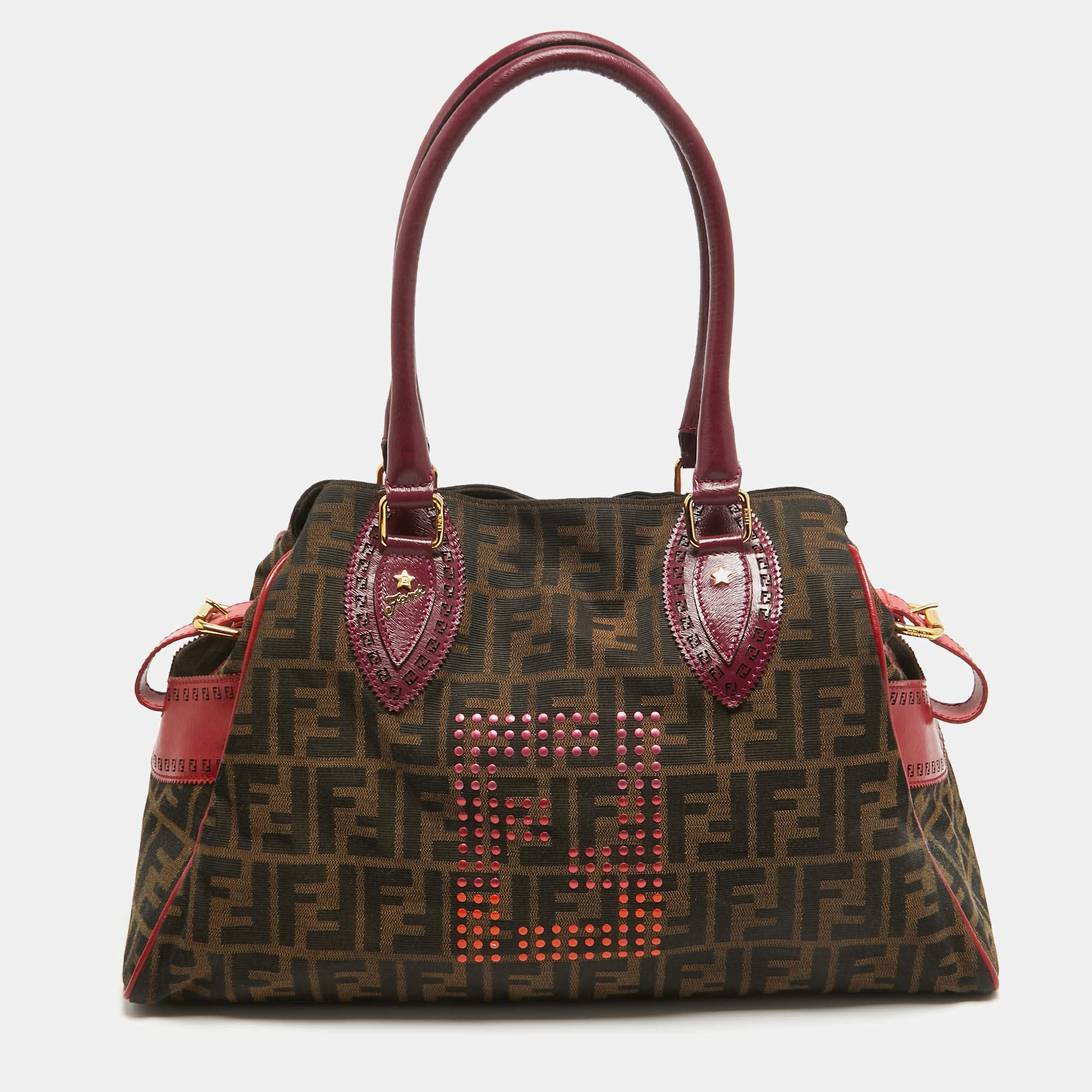 Pre Owned Fendi Multicolor Zucca Canvas and Leather Medium Chef De Jour Bag