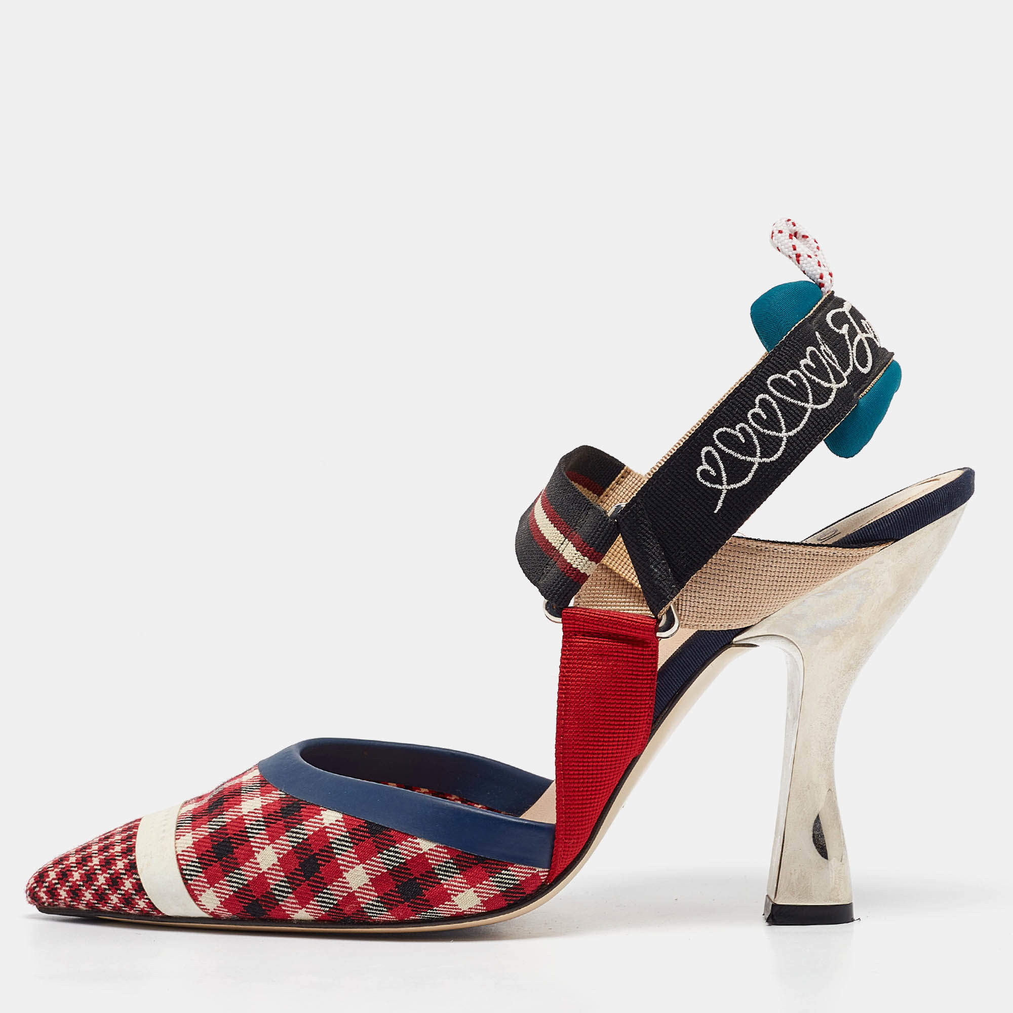 Fendi Multicolor Canvas Colibri Pumps Size 40