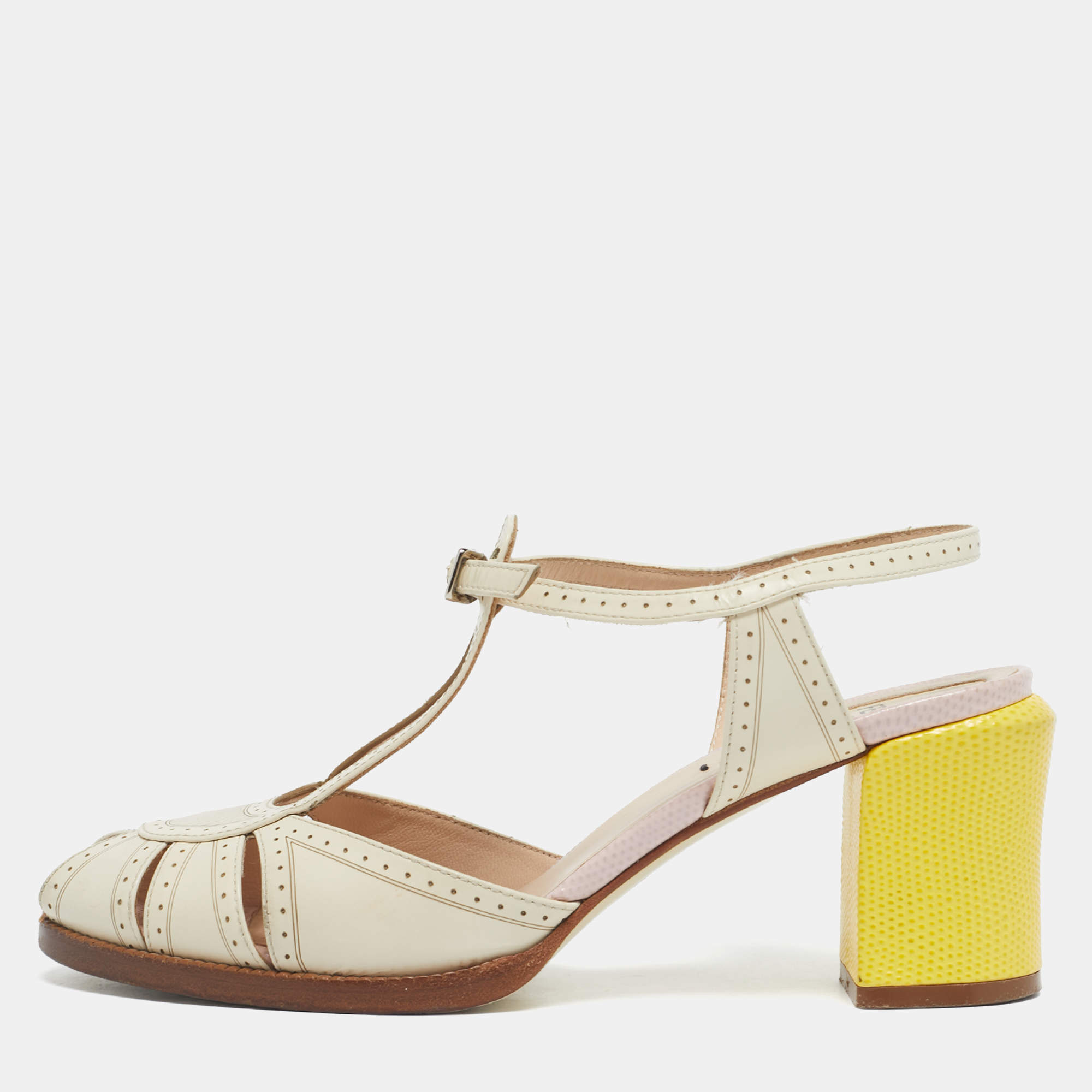 Pre Owned Fendi Tricolor Lizard Embossed and Leather Chameleon Ankle Strap Sandals Size 36.5