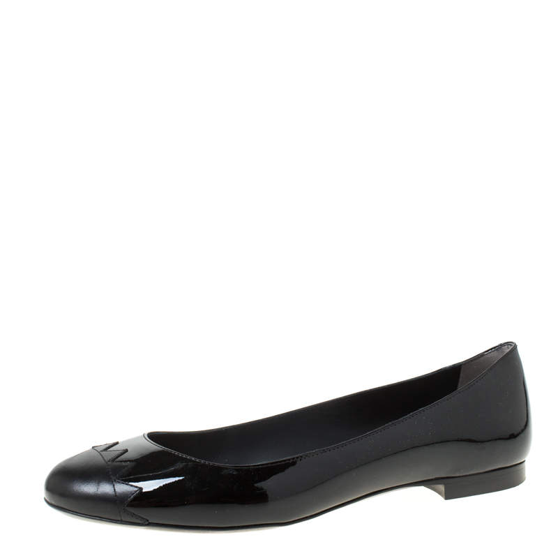 Pre Owned Fendi Black Patent Leather Ballet Flats Size 38.5