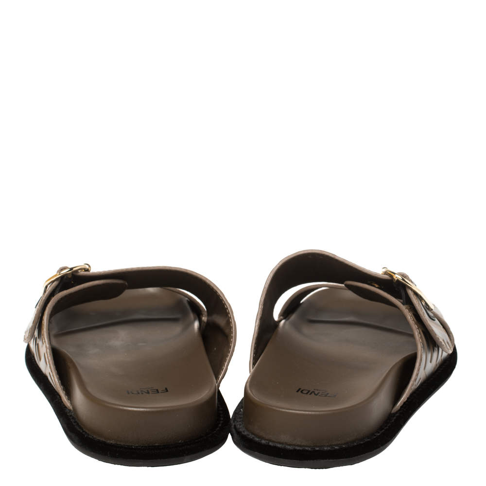 fendi ff logo buckle slide sandal