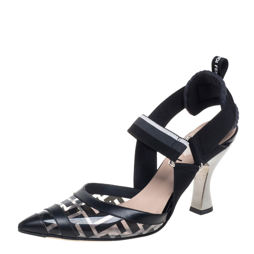 fendi black leather slingbacks