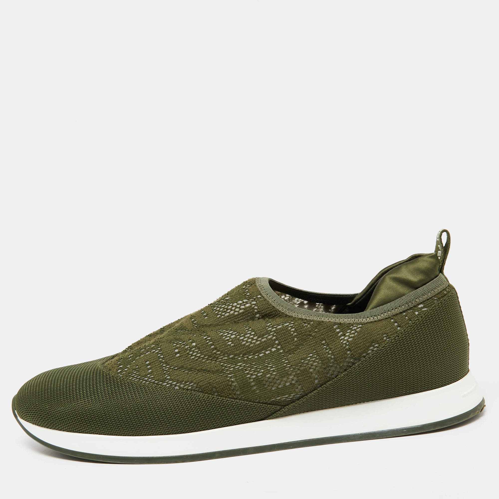 مملوكة مسبقًا Fendi Green Mesh And Fabric Runner Slip On Sneakers Size 39