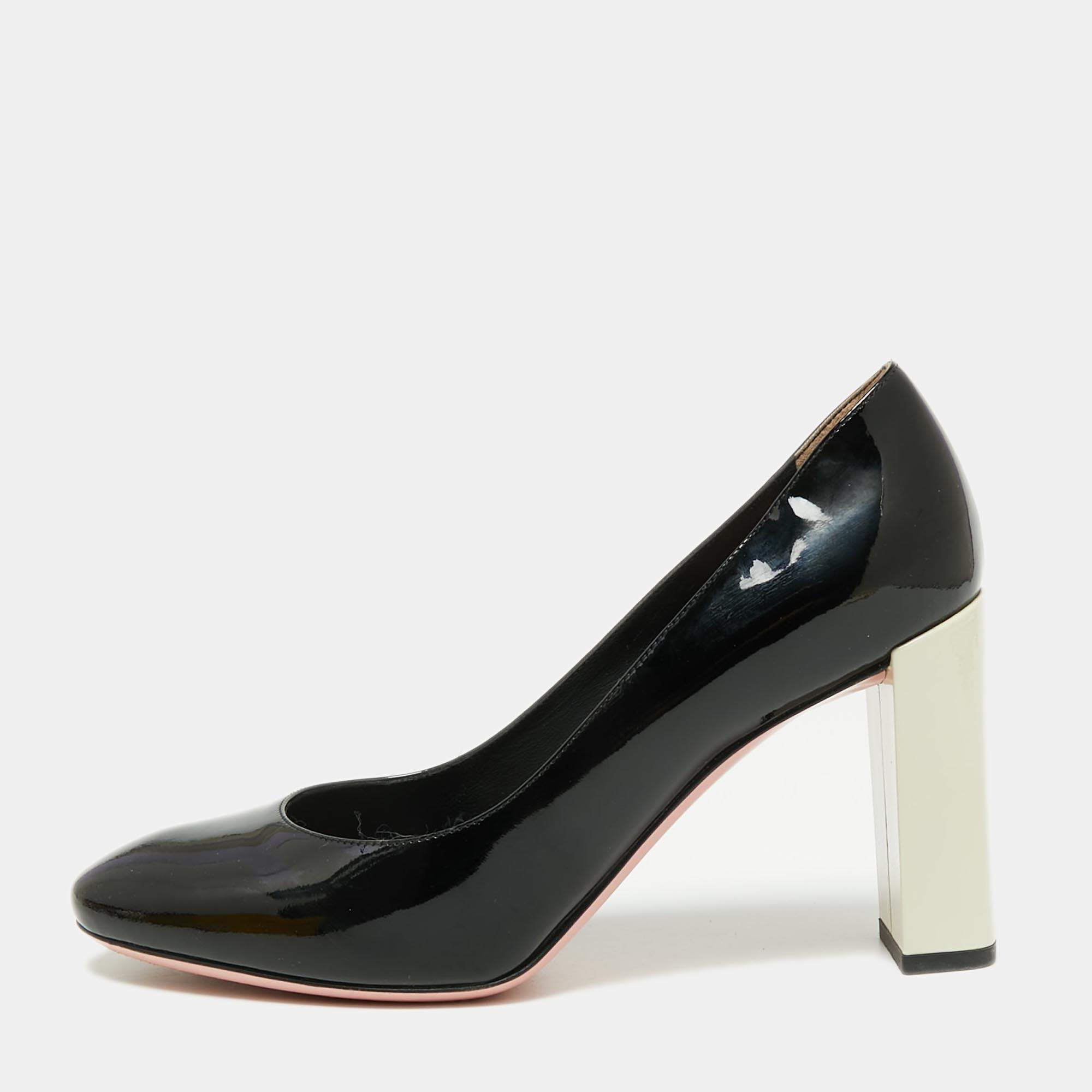 Pre Owned Fendi Black Patent Leather Eloise Pumps Size 38