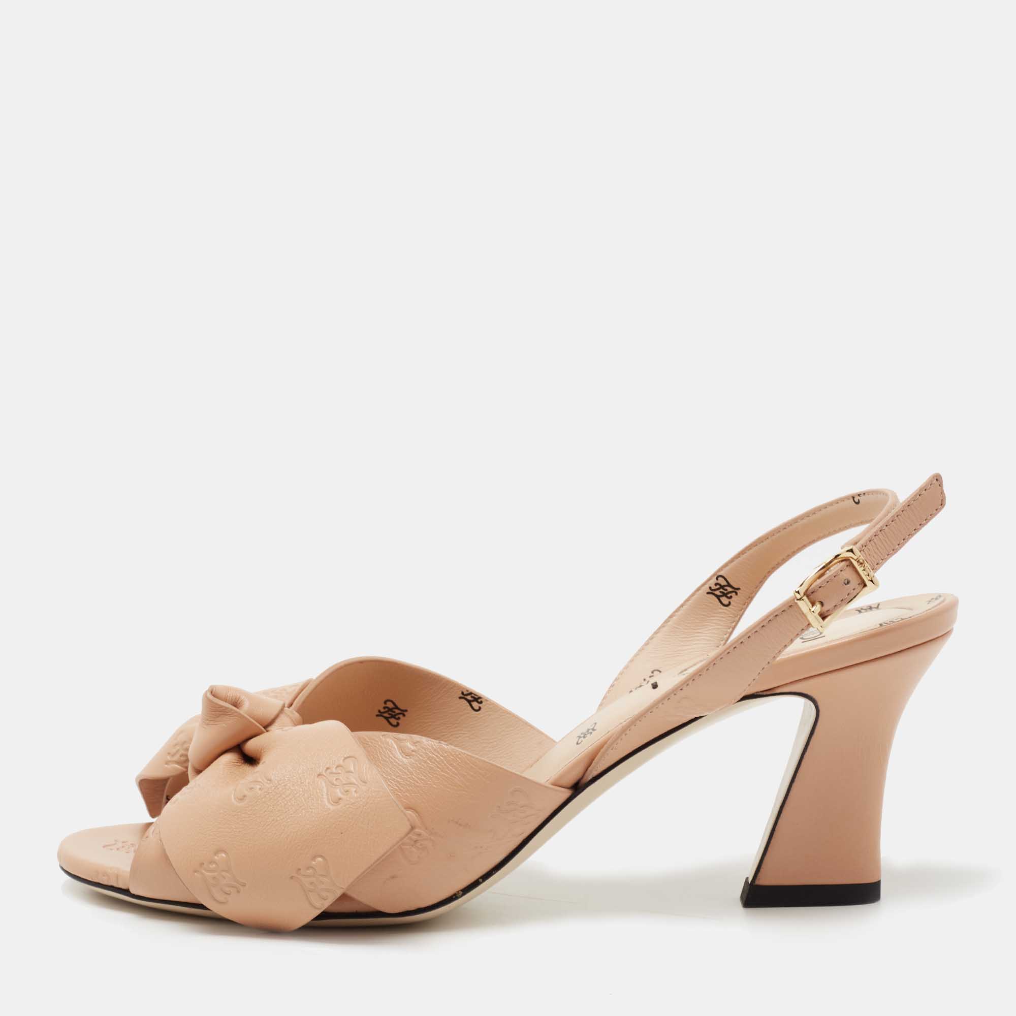 Fendi Cream Leather Ffreedom inseam Slingback