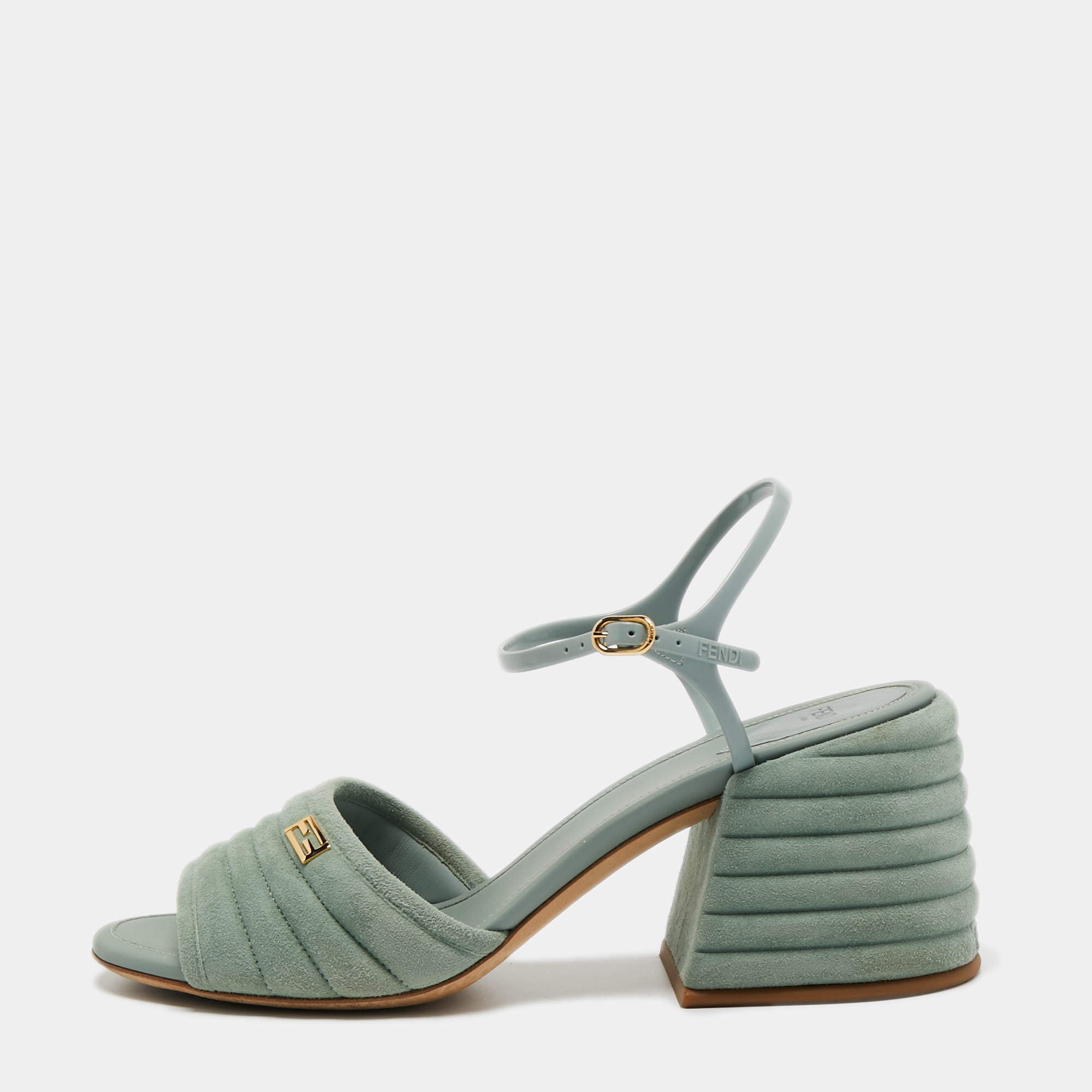 Pre Owned Fendi Green Suede and Jelly Promenade Sandals Size 41