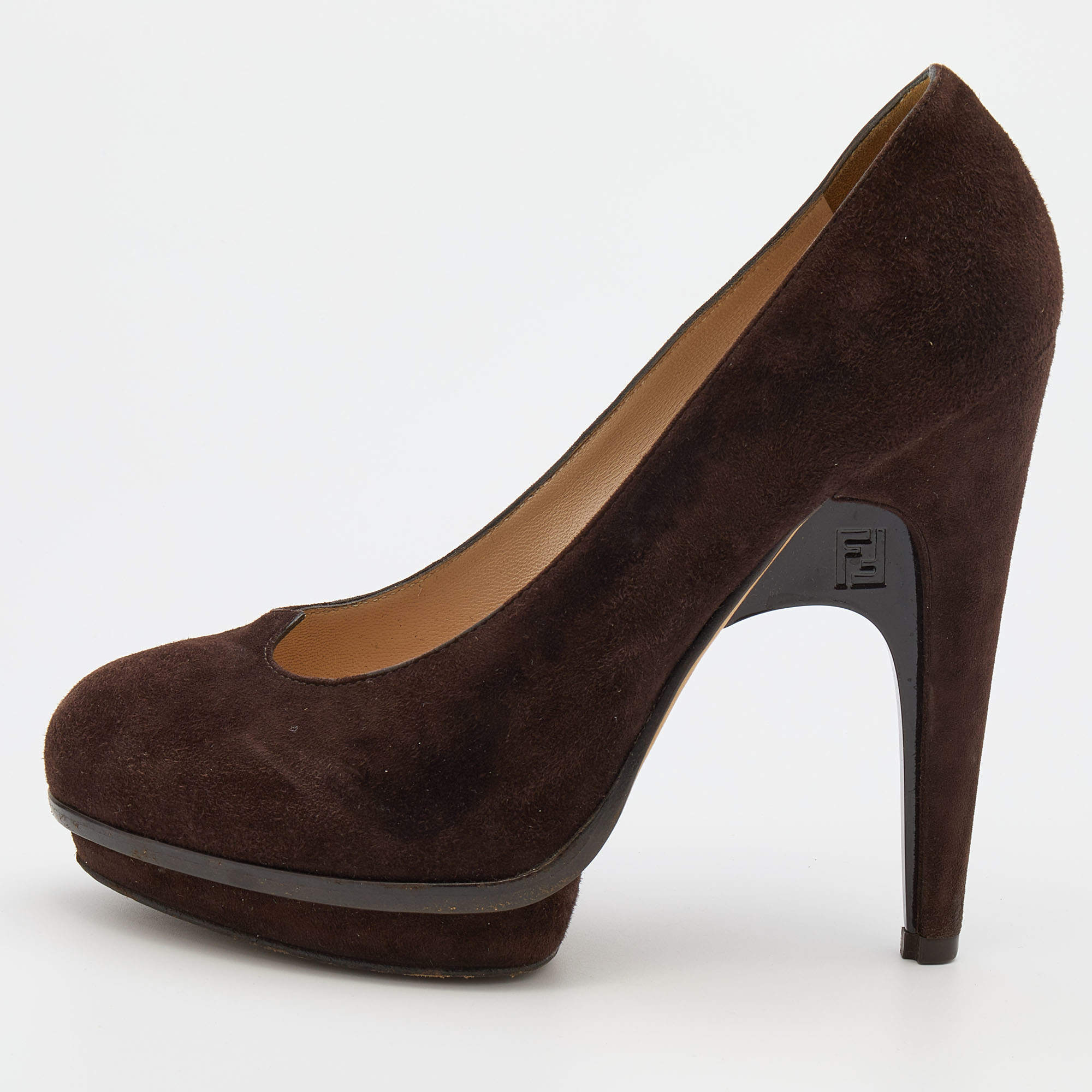 Pre Owned Fendi Brown Suede Pumps Size 38.5