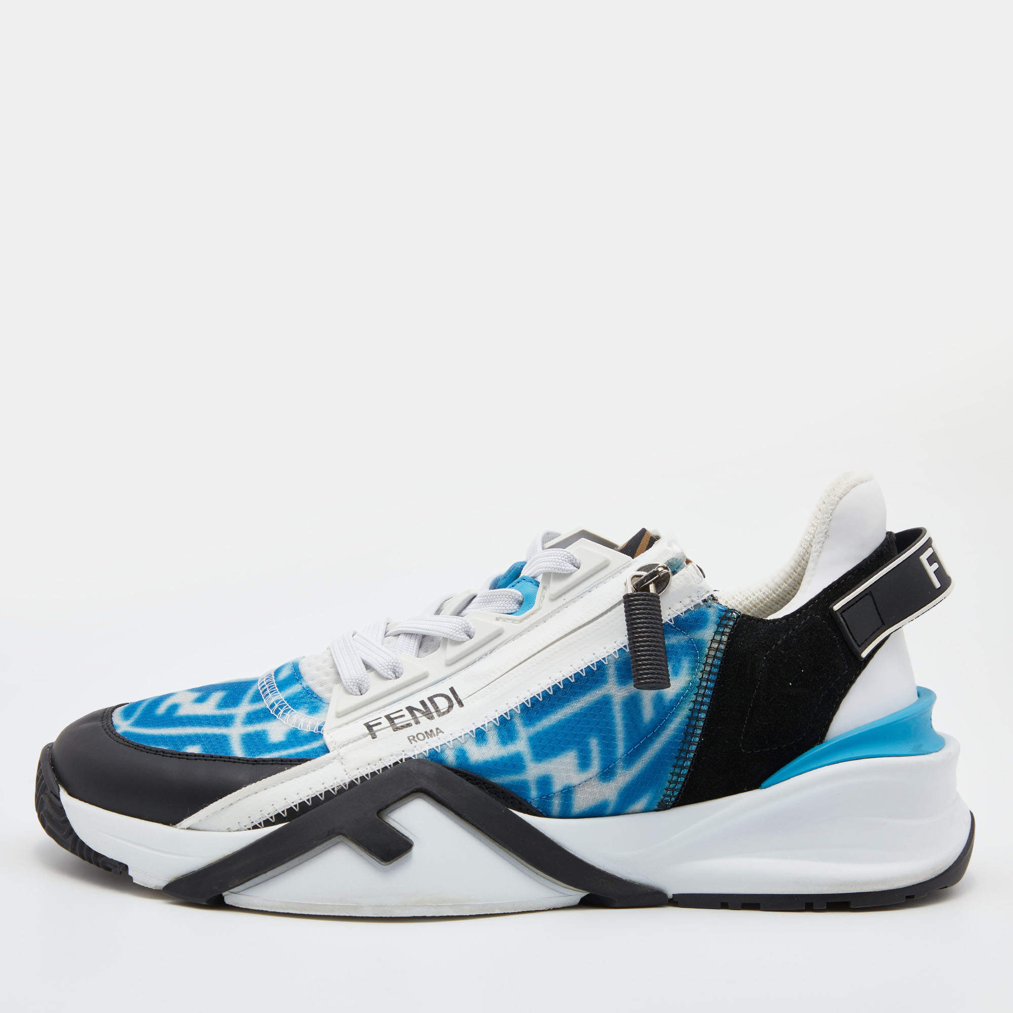 Pre Owned Fendi Multicolor Leather, Suede and Fabric Flow Low Top Sneakers Size 40