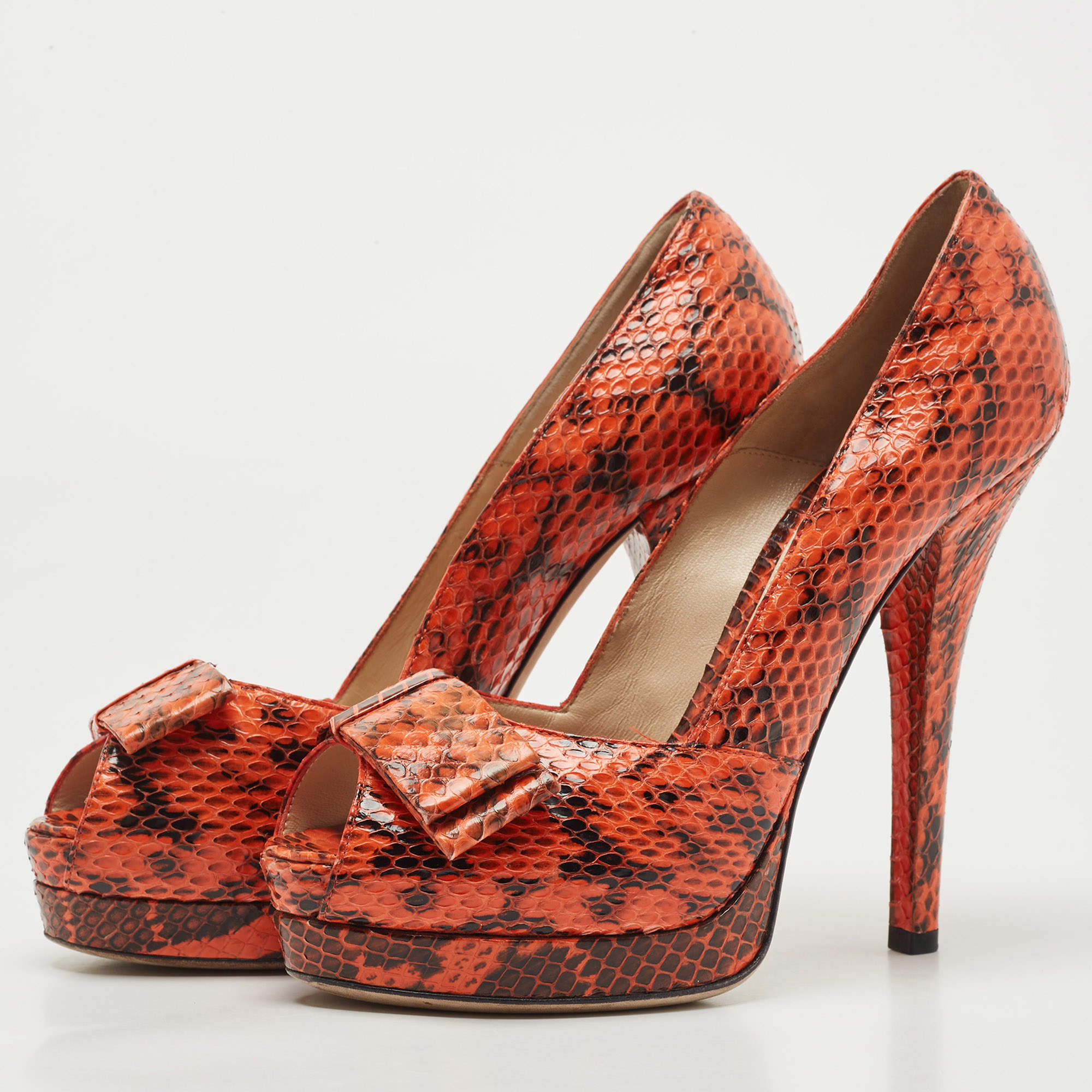 Orange 2025 snakeskin heels