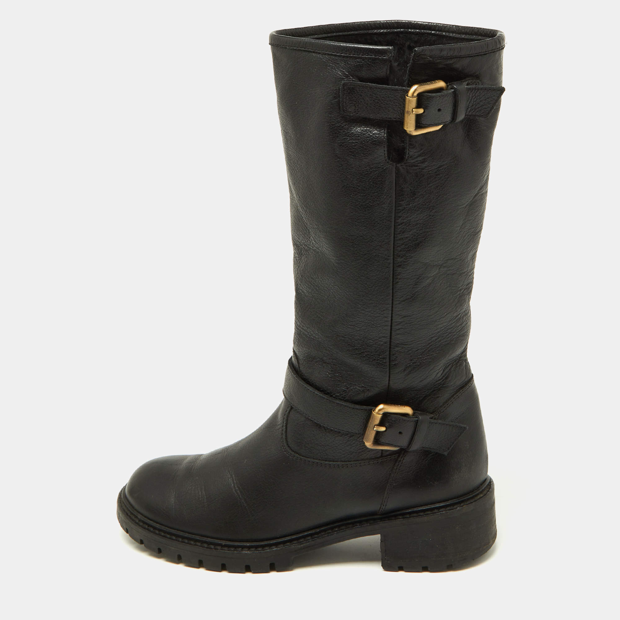 مملوكة مسبقًا Fendi Black Leather Knee Length Boots Size 36