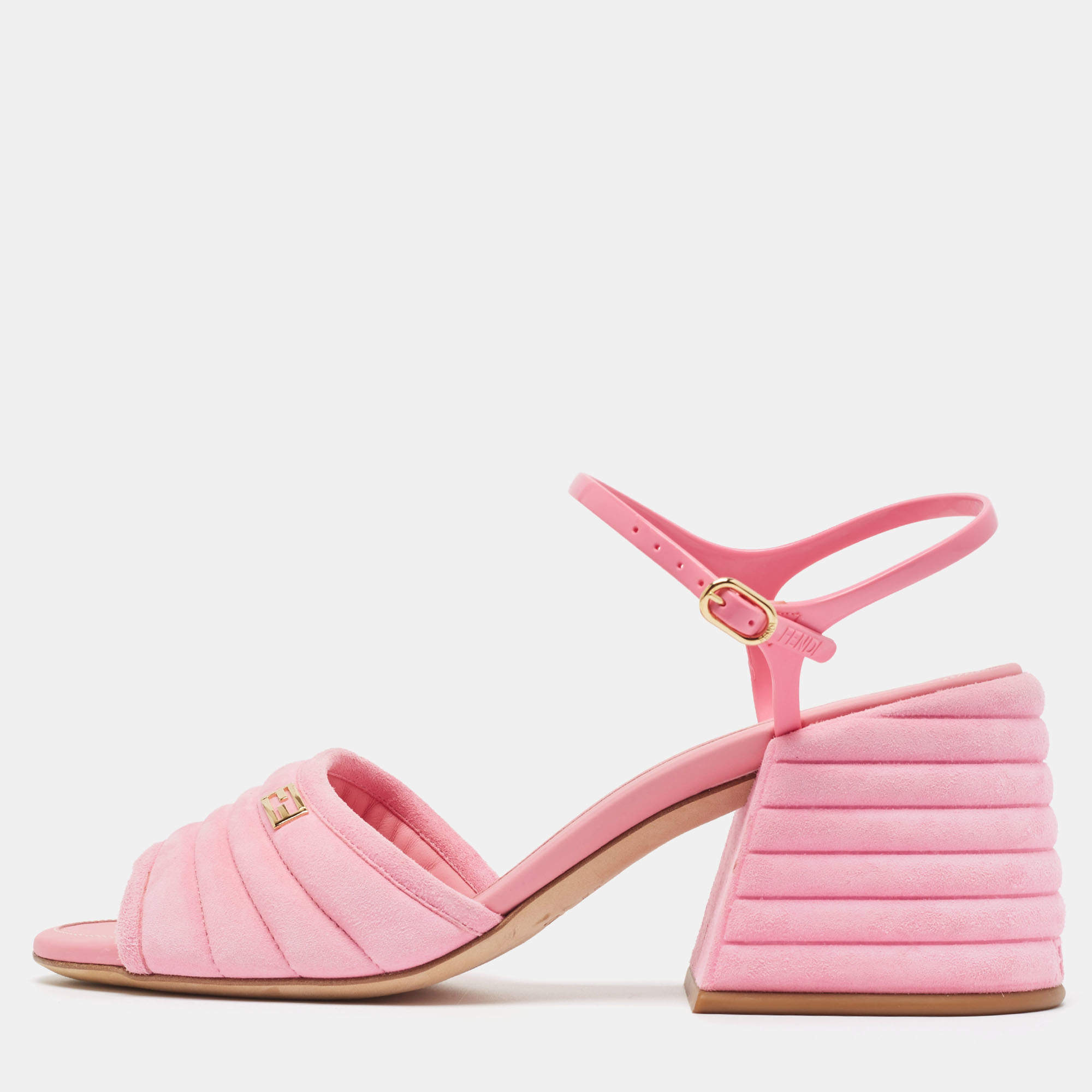 Fendi Pink Suede and Jelly Promenade Sandals Size 40