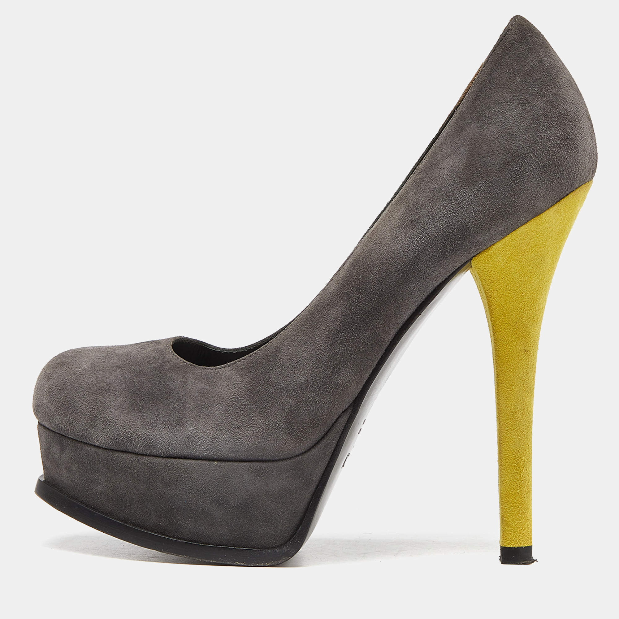 Fendi Grey Suede Fendista Platform Pumps Size 37