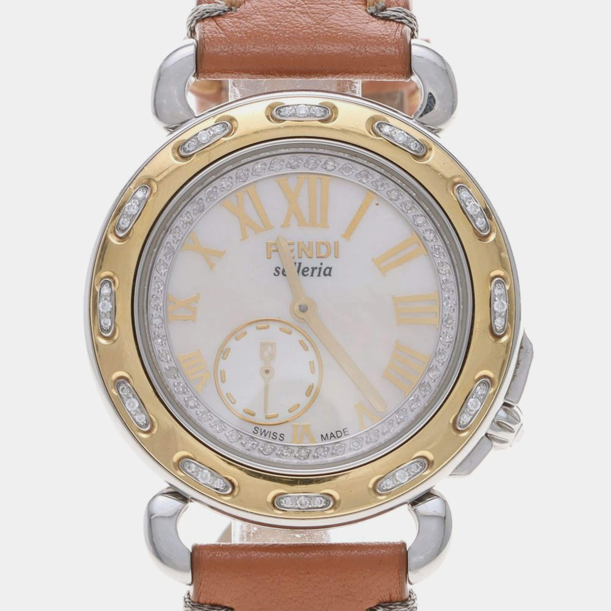 Pre Owned Fendi Selleria 8100M Quartz Diamond Women's Wristwatch 37 mm