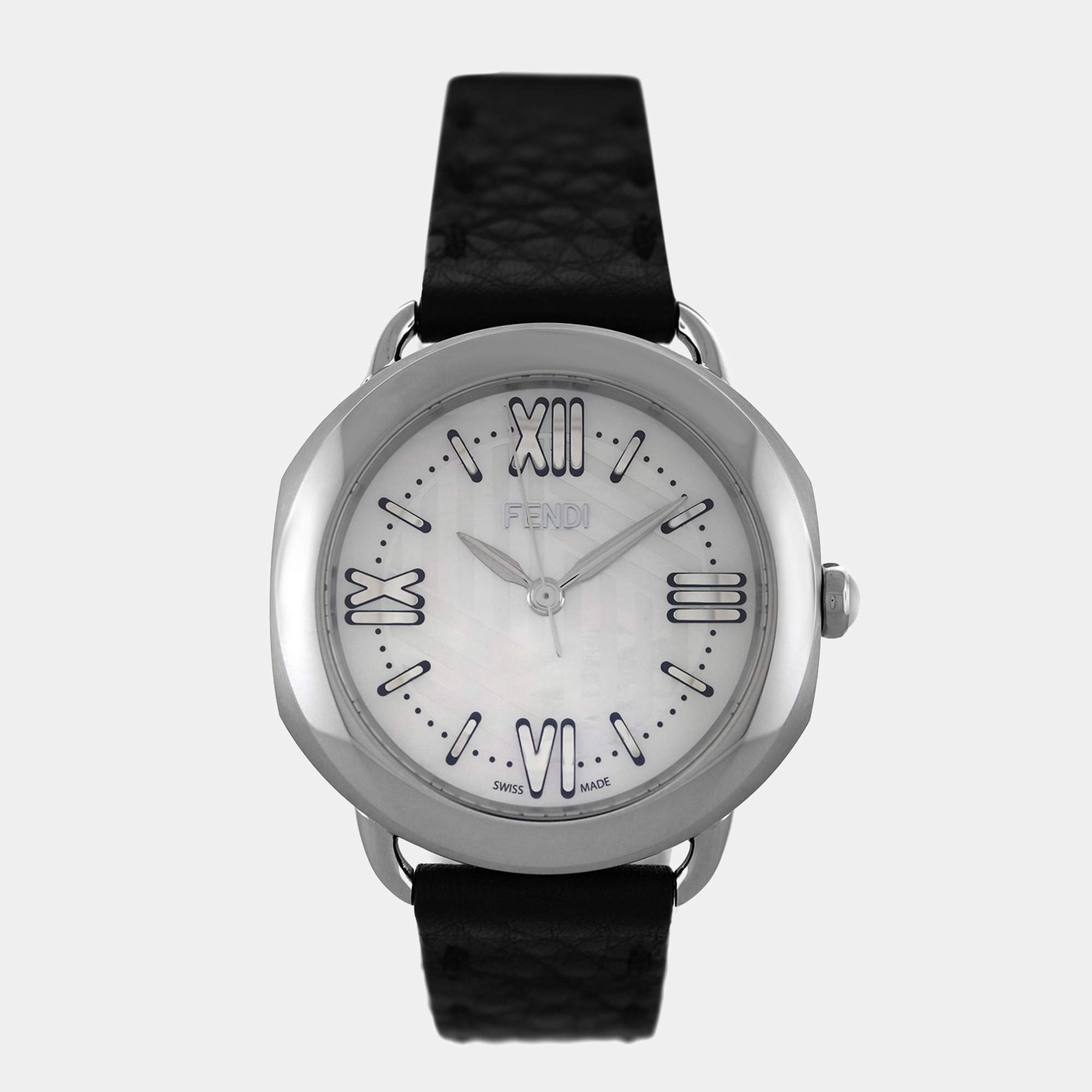 Pre Owned Fendi Selleria F8020345H0 Quartz Mother of Pearl Dial Stainless Steel Women's Wristwatch 36 mm