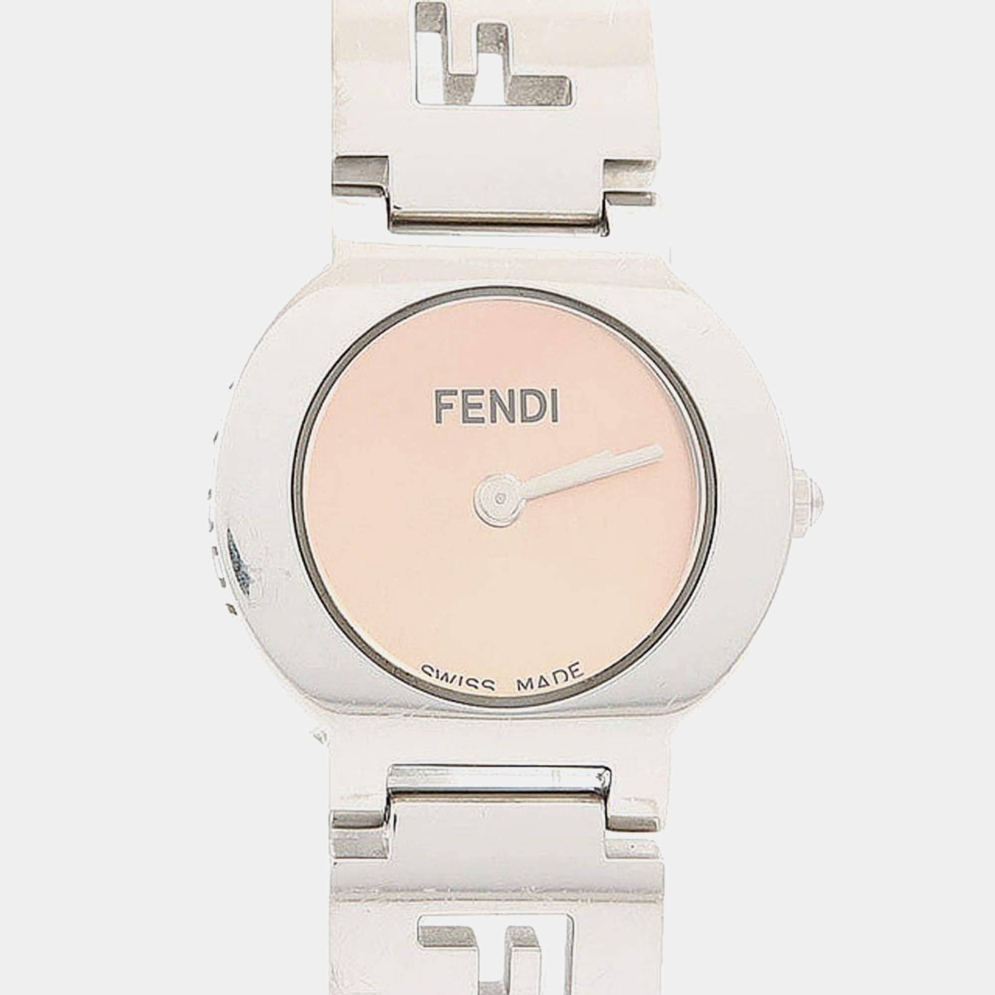Pre Owned Fendi 3050L Pink Stainless Steel Quartz Women's Wristwatch 24mm