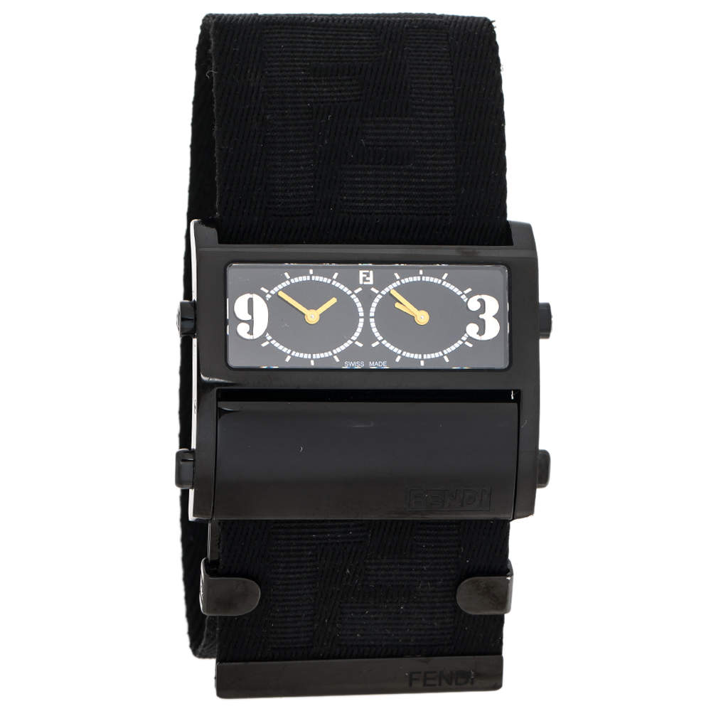 ساعة يد نسائية فندي Zip Code 1170G ستانلس ستيل مطلي PVD سوداء 45.50 مم