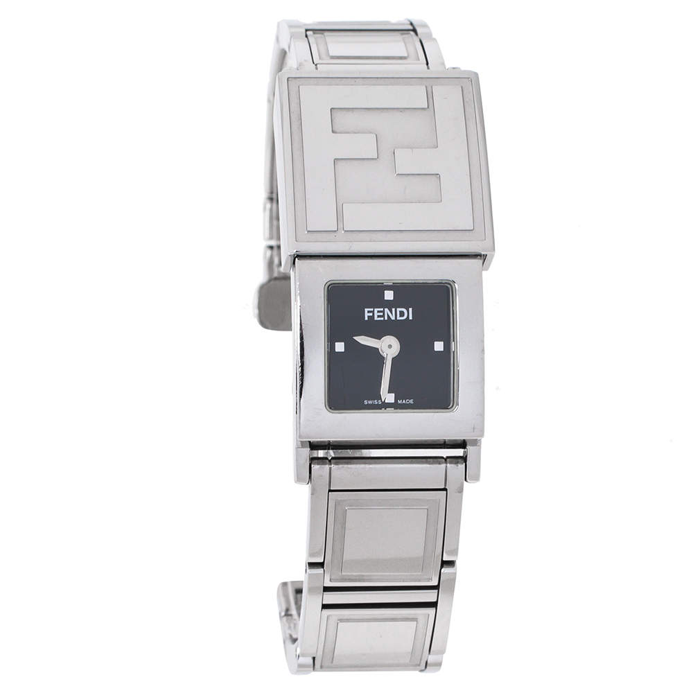 Pre Owned Fendi White/Black Stainless Steel Secret 5500L Women's Wristwatch 20 mm