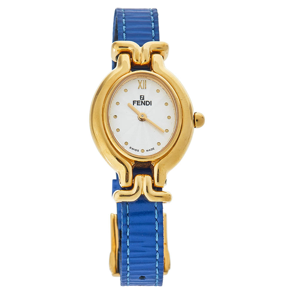 Fendi Silver Gold-Plated Stainless Steel Interchangeable Strap 640L Women's Wristwatch 24 mm
