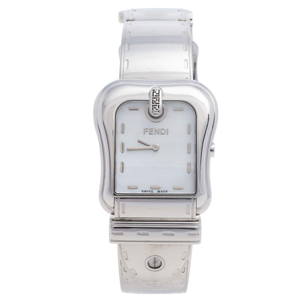 Pre Owned Fendi Mother Of Pearl Stainless Steel B.Fendi 3800G Women's Wristwatch 33 mm