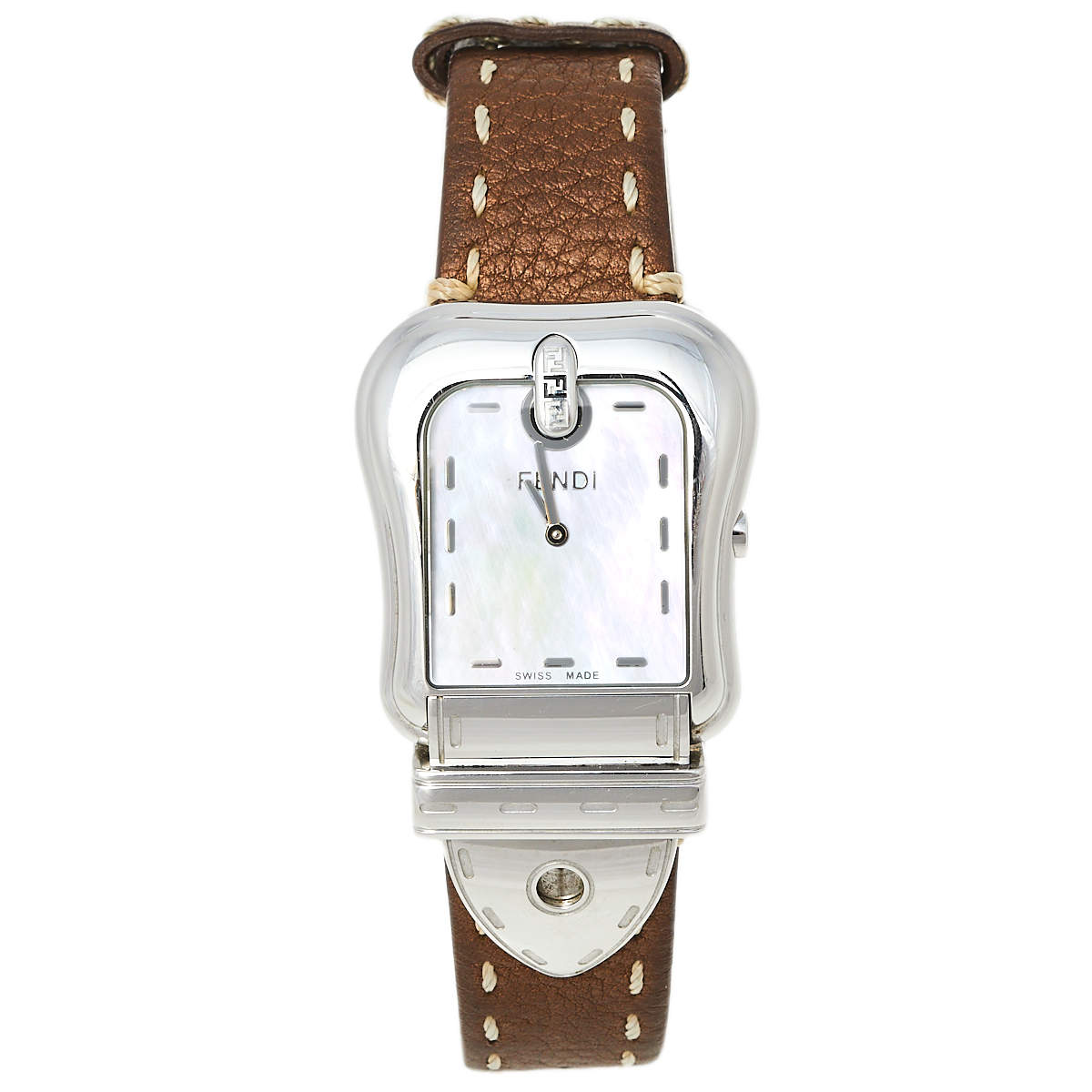 Pre Owned Fendi Mother of Pearl Stainless Steel B.Fendi 3800G Women's Wristwatch 33 mm
