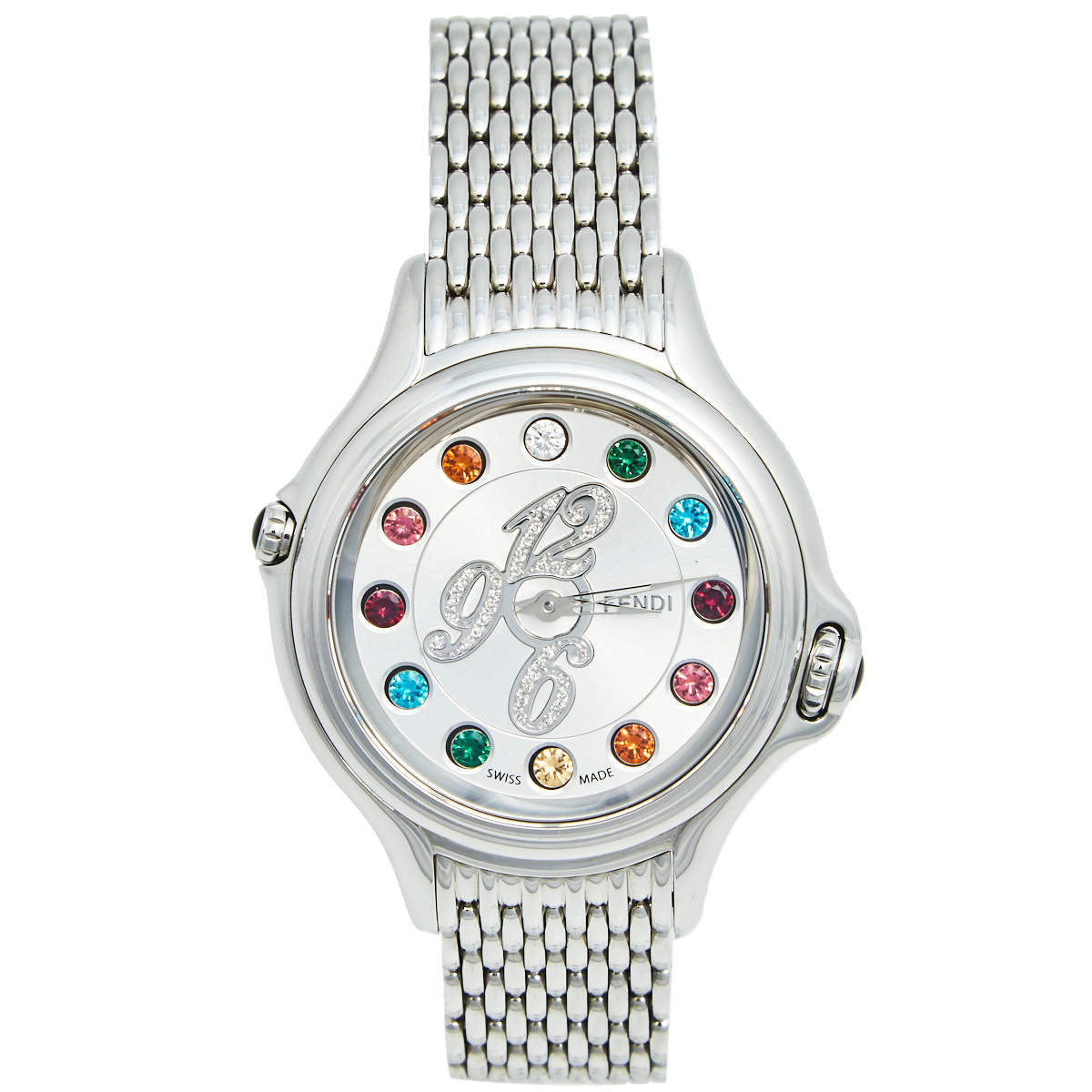 Fendi Silver Stainless Steel Crazy Carats 10500M Women's Wristwatch 38 mm