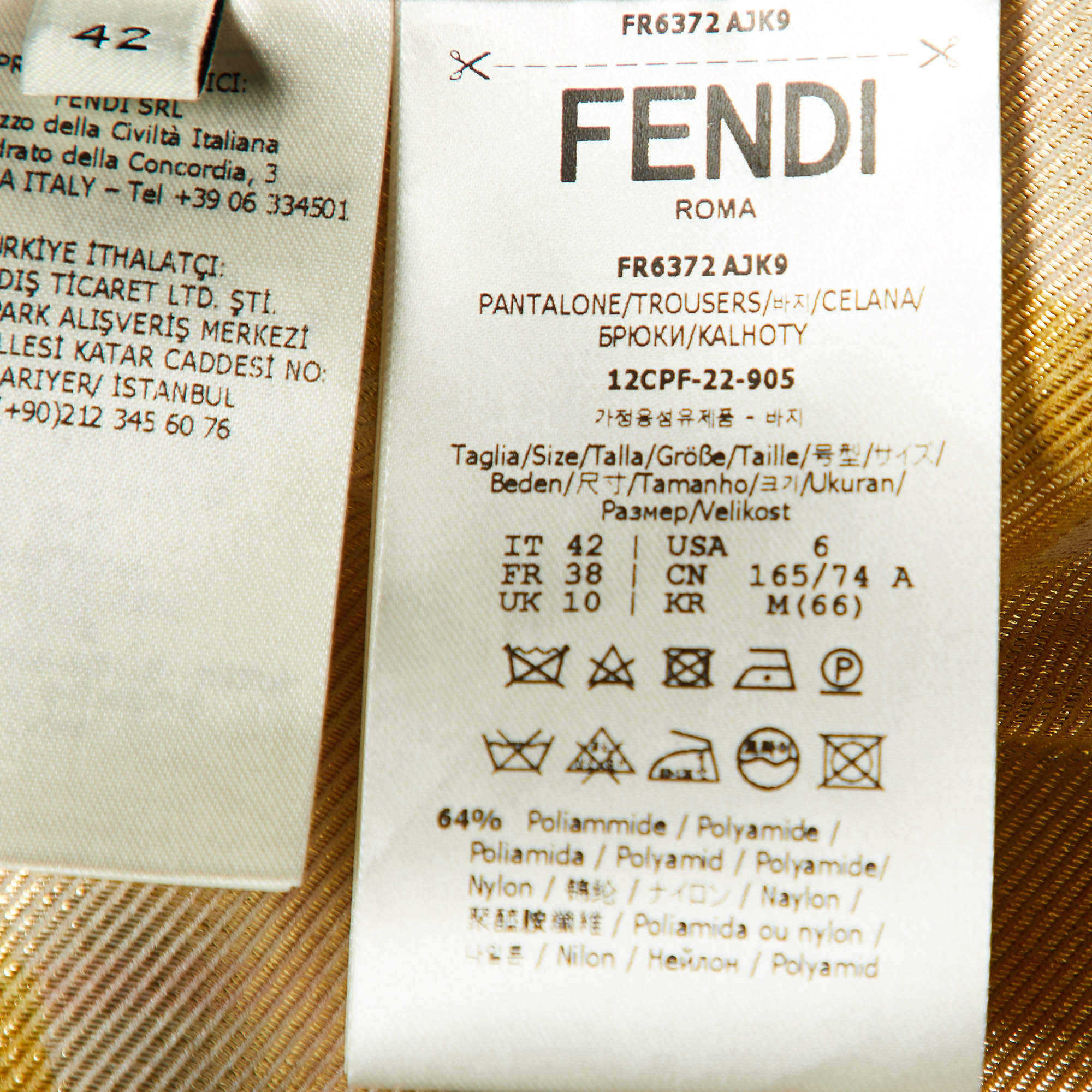 Fendace Fendi x Versace Yellow Patterned Lurex Knit Leggings M Fendi x  Versace