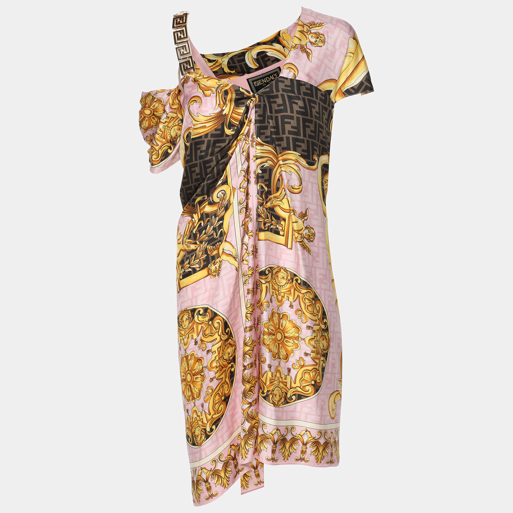 Fendace Multicolor Printed Silk Mini Dress S