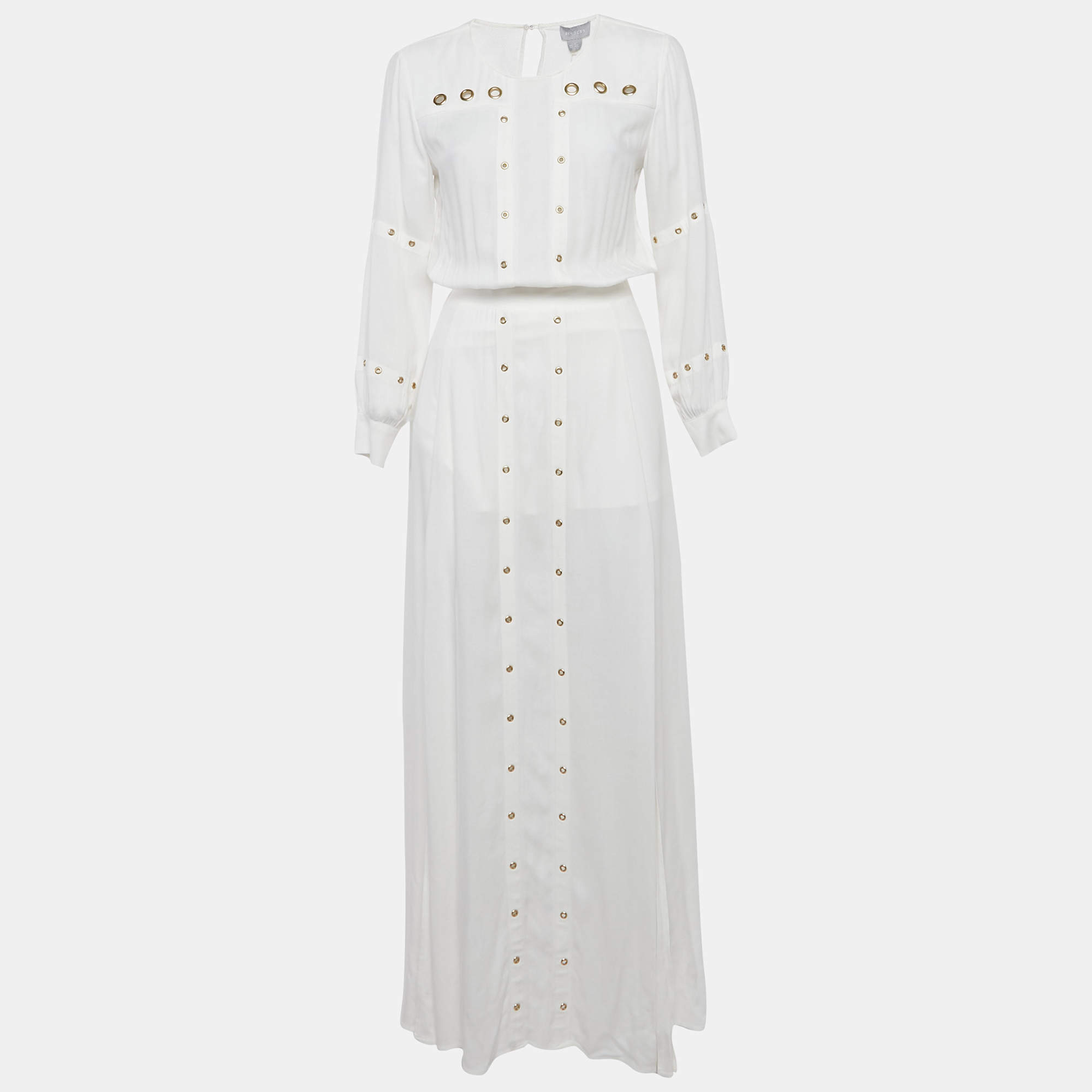 Pre Owned Finders Keepers The Label White Crepe Grommet Detail Maxi Dress XS