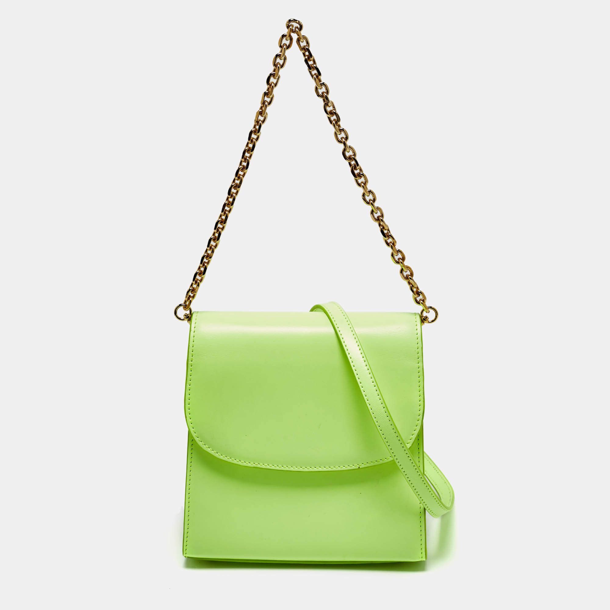 Pre Owned حقيبة كروس بودي فولكلور جلد بحلقة لون أخضر نيون