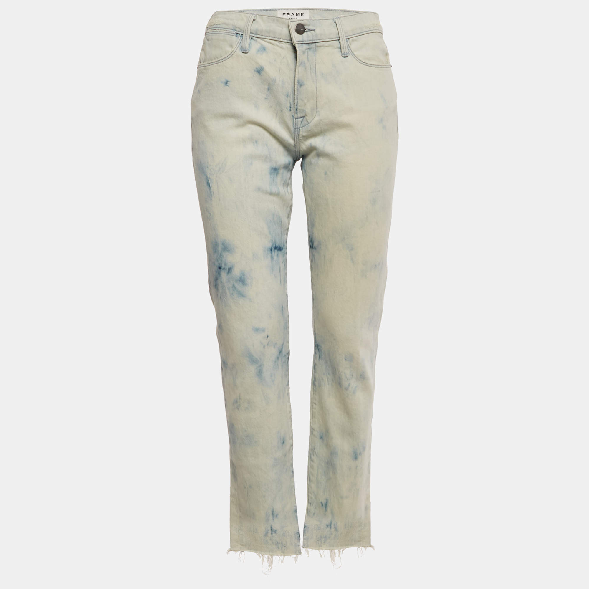 Pre Owned Frame Blue Denim  Washed Skinny Le High Straight S/Waist 27"