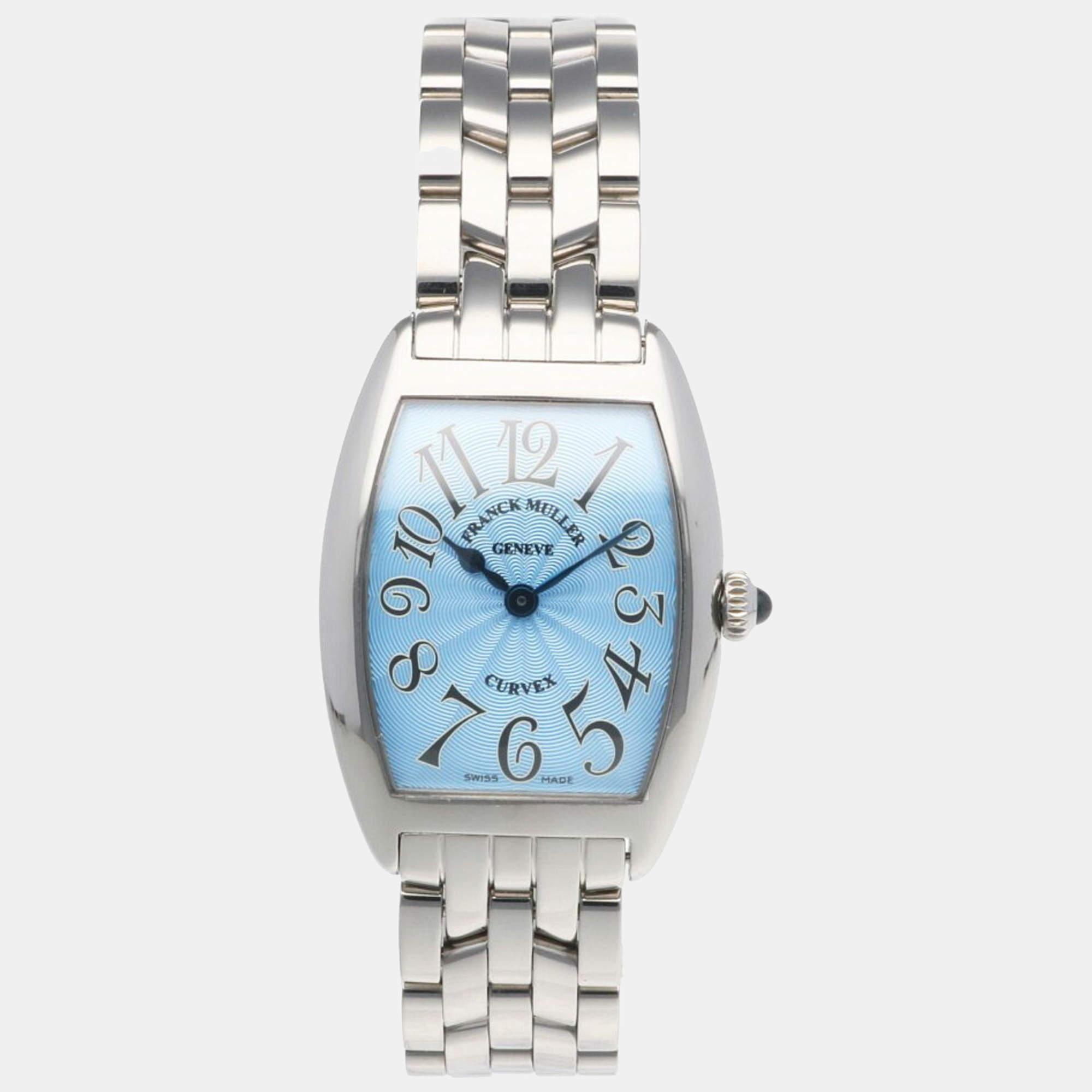 Franck Muller Blue Stainless Steel Tonneau Curvex Quartz Women's Wristwatch 25 mm