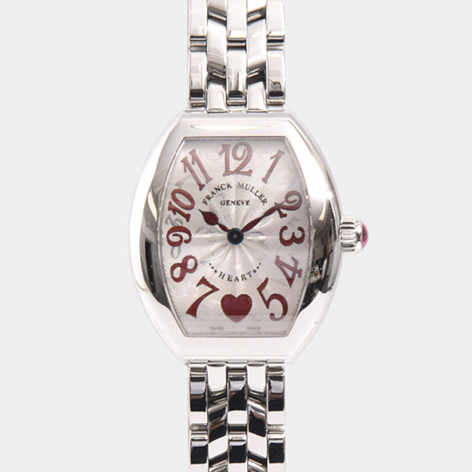 Franck Muller Silver Stainless Steel Heart to Heart Quartz Women's Wristwatch 28 mm