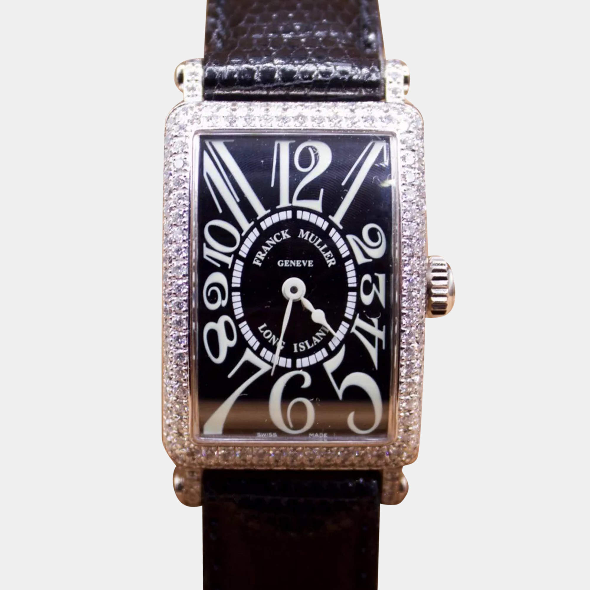 Franck Muller Black Diamond 18k White Gold Long Island Quartz Women's Wristwatch 29 mm