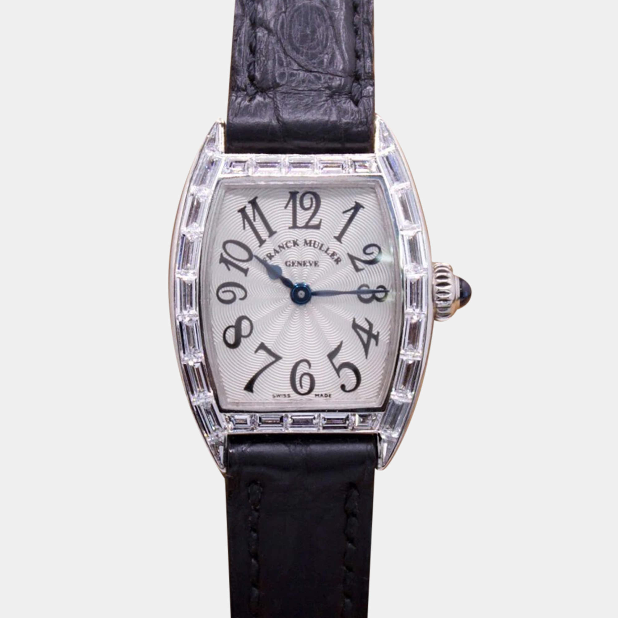 Franck Muller Silver 18k White Gold Diamond Curvex Manual Winding Women's Wristwatch 20 mm