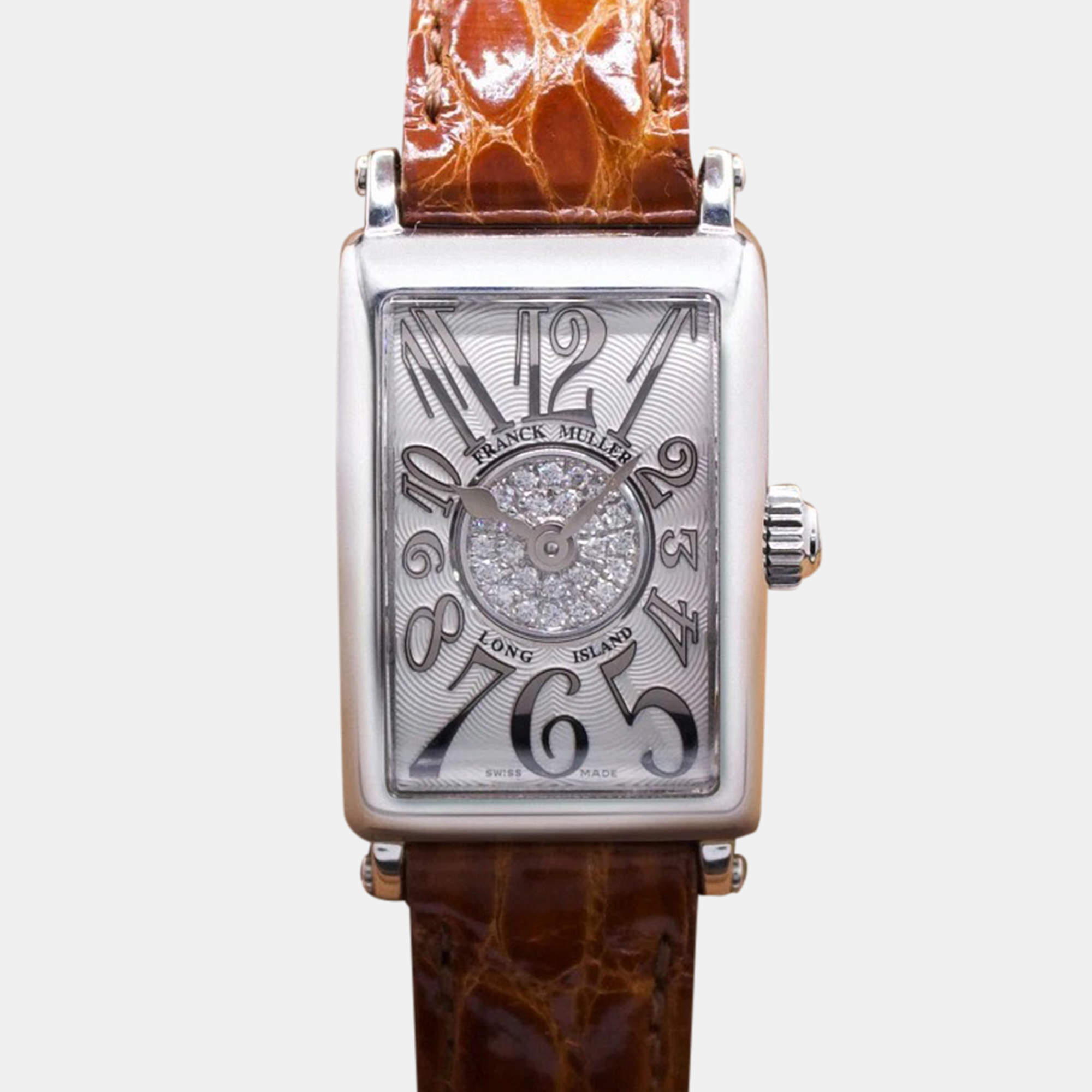 Franck Muller Silver Diamond Stainless Steel Long Island 802QZ Quartz Women's Wristwatch 18 mm