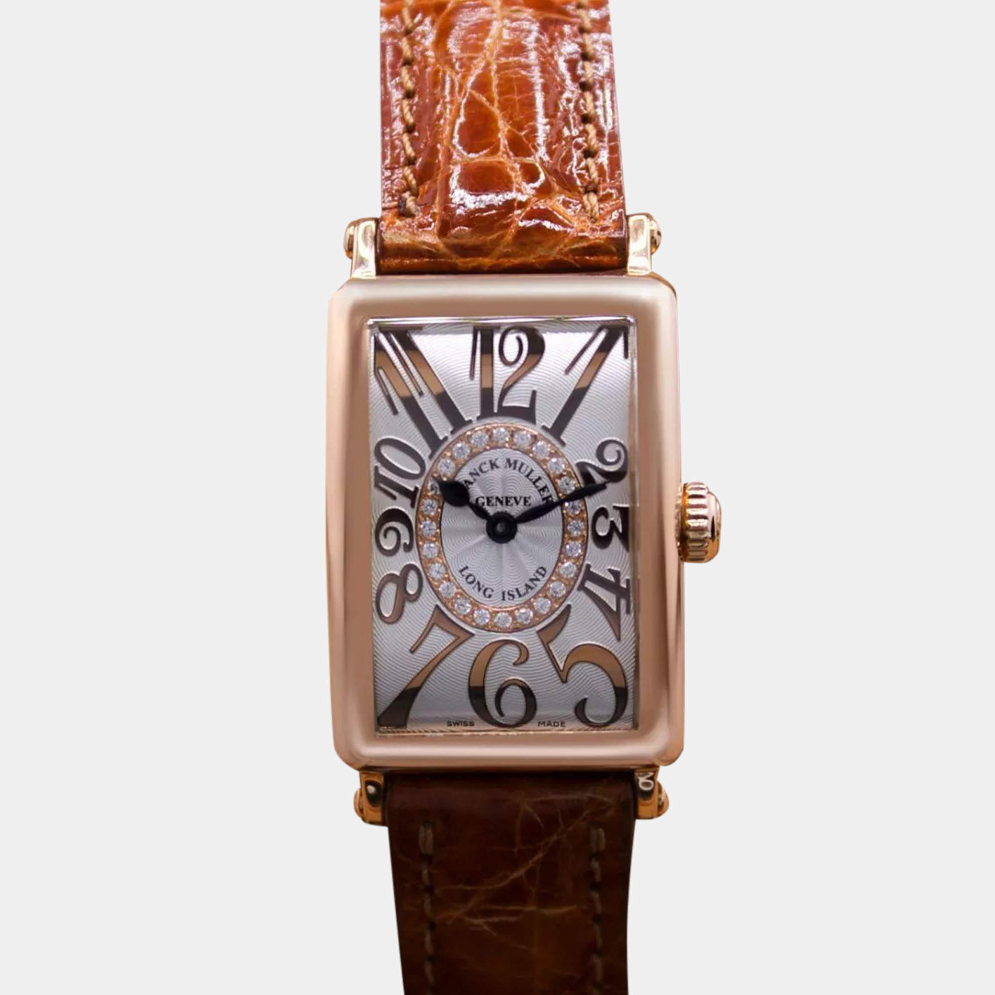 Franck Muller Silver 18k Rose Gold Long Island Quartz Women's Wristwatch 23 mm