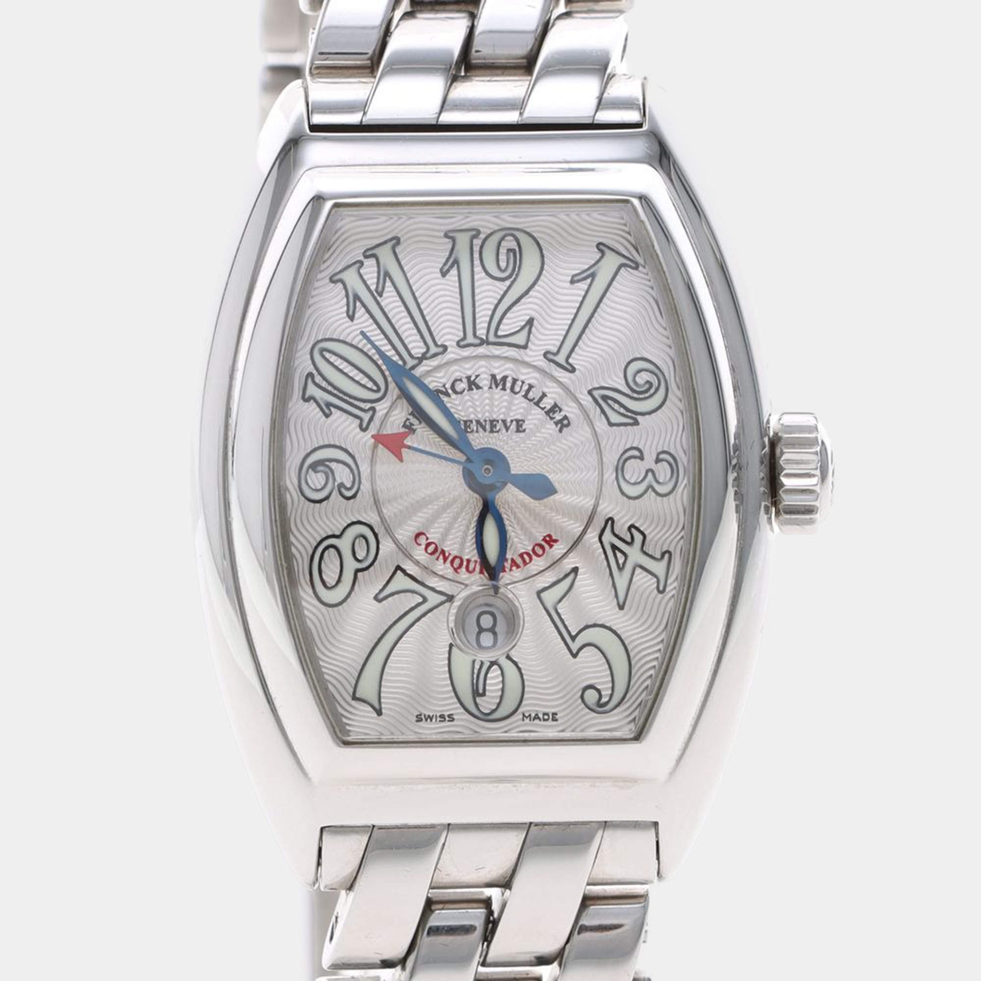 مملوكة مسبقًا Franck Muller Conquistador 8005LSC Automatic Silver Stainless Steel Women's Wristwatch 28 mm