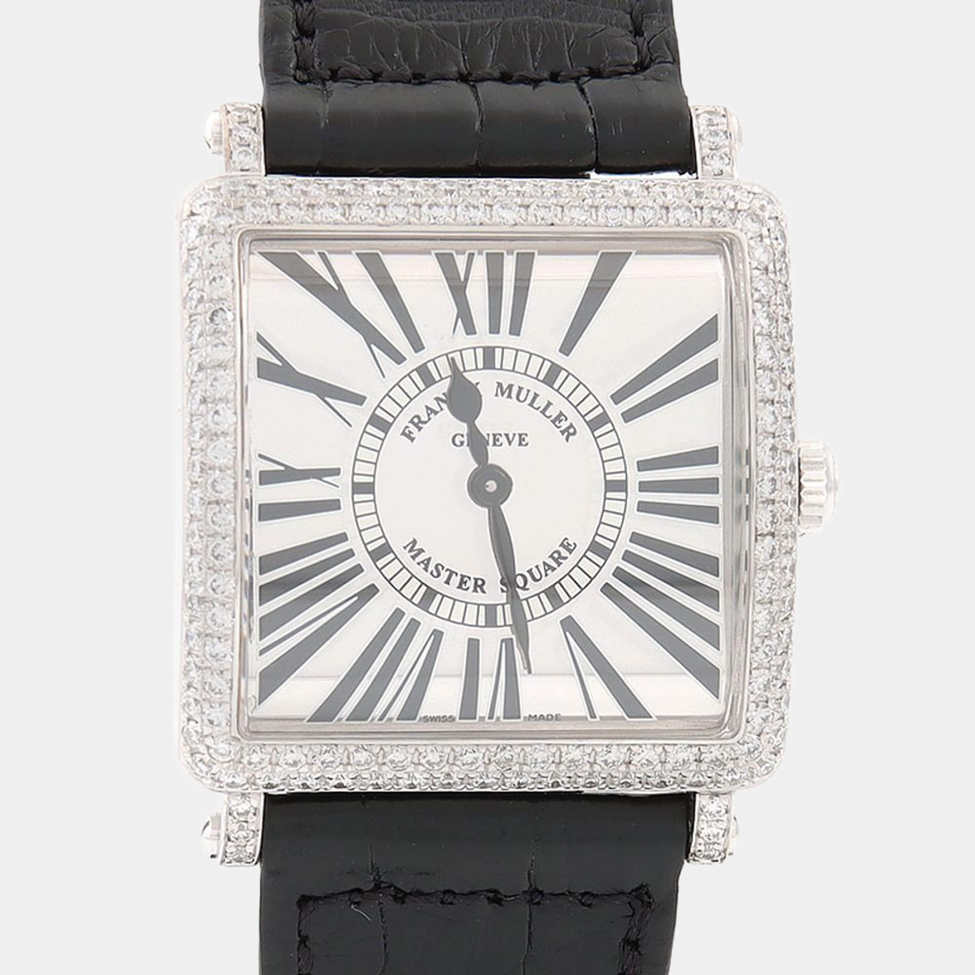 Pre Owned Franck Muller Master Square 6002MQZD Quartz White Diamonds Gold Women's Wristwatch 32mm