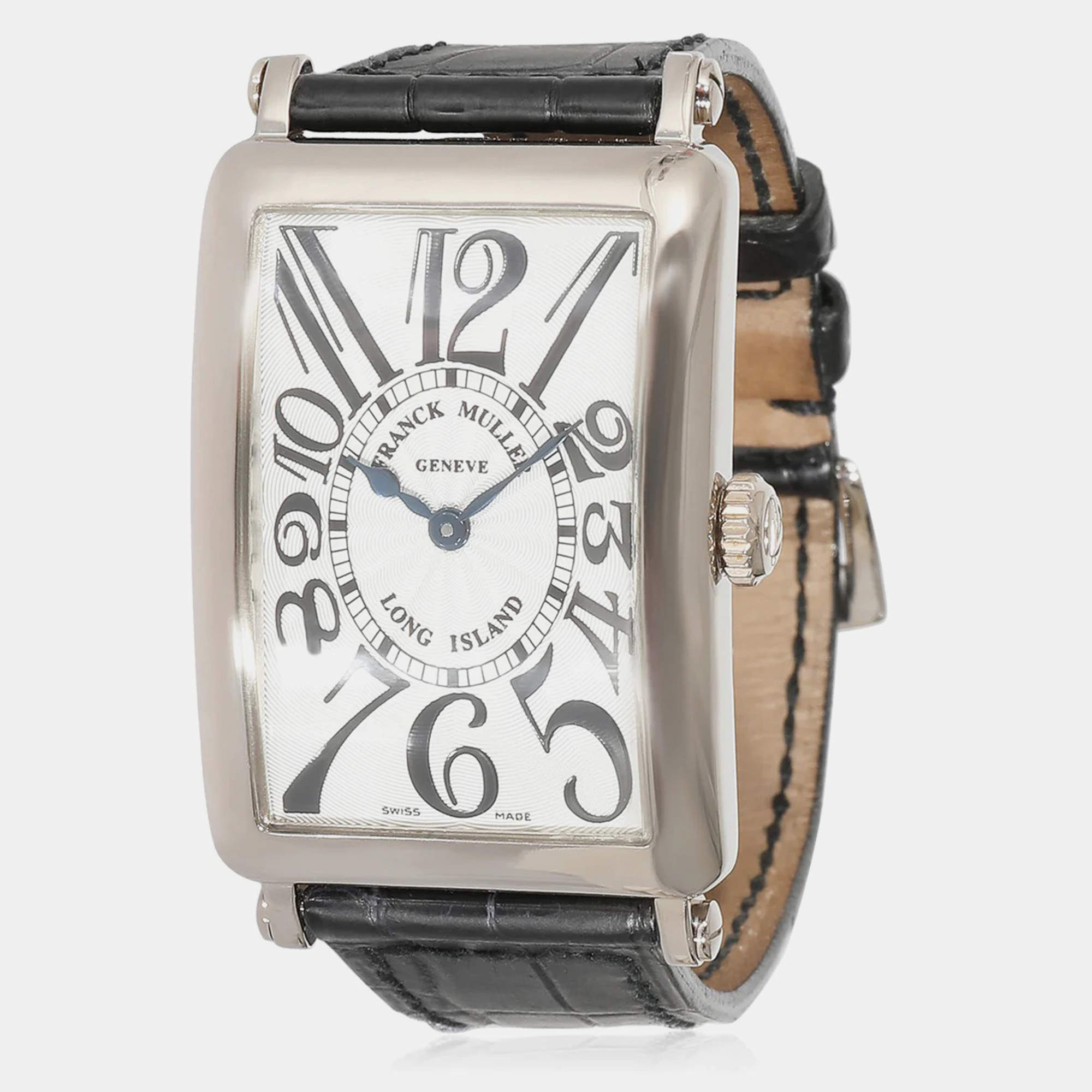 Franck Muller Silver 18k White Gold Long Island 950 QZ Quartz Women's Wristwatch 26 mm