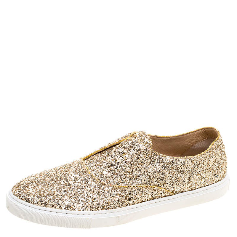 Fratelli Rossetti Gold Glitter Slip On Sneaker Size 39
