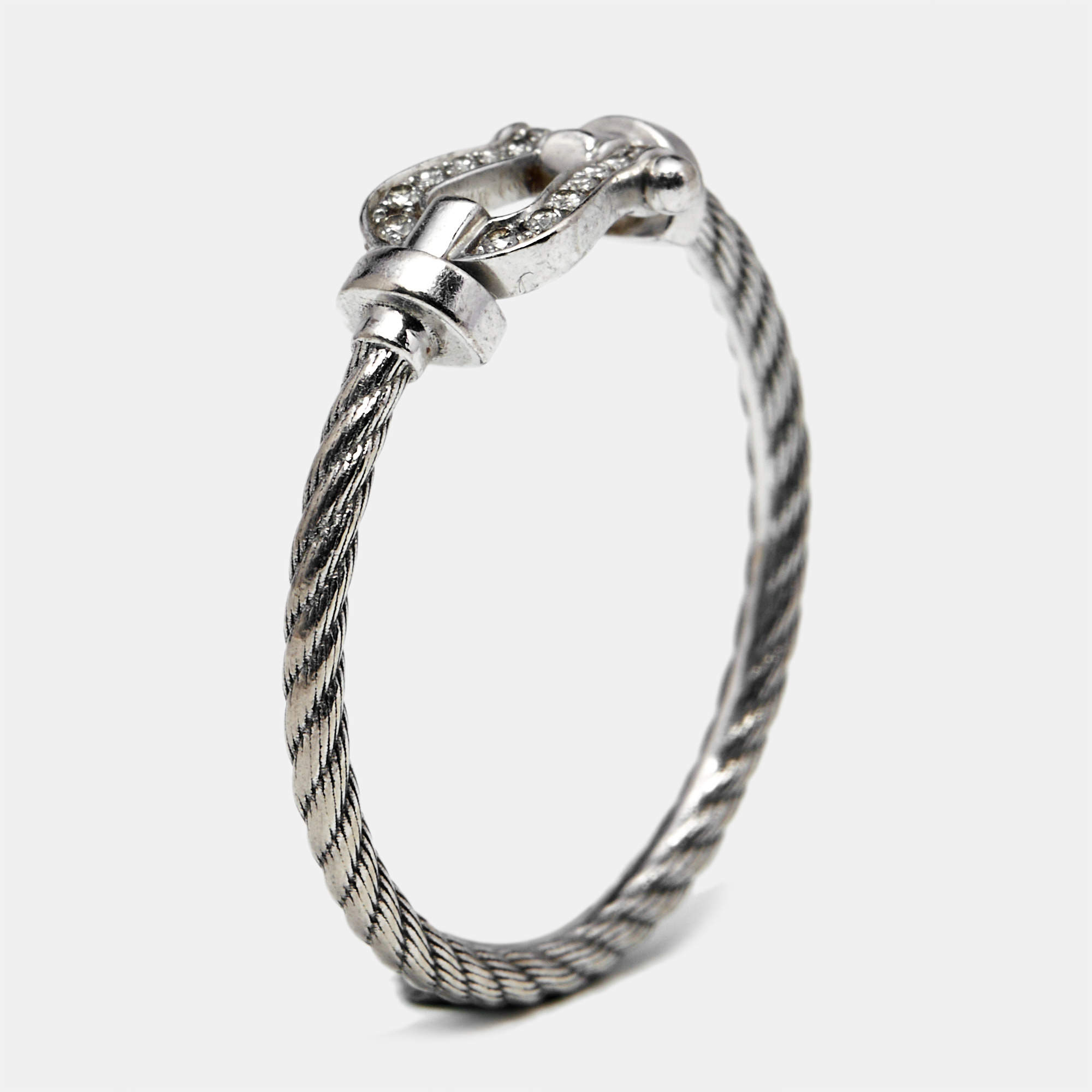 Fred Force 10 Diamond 18k White Gold Ring Size 54