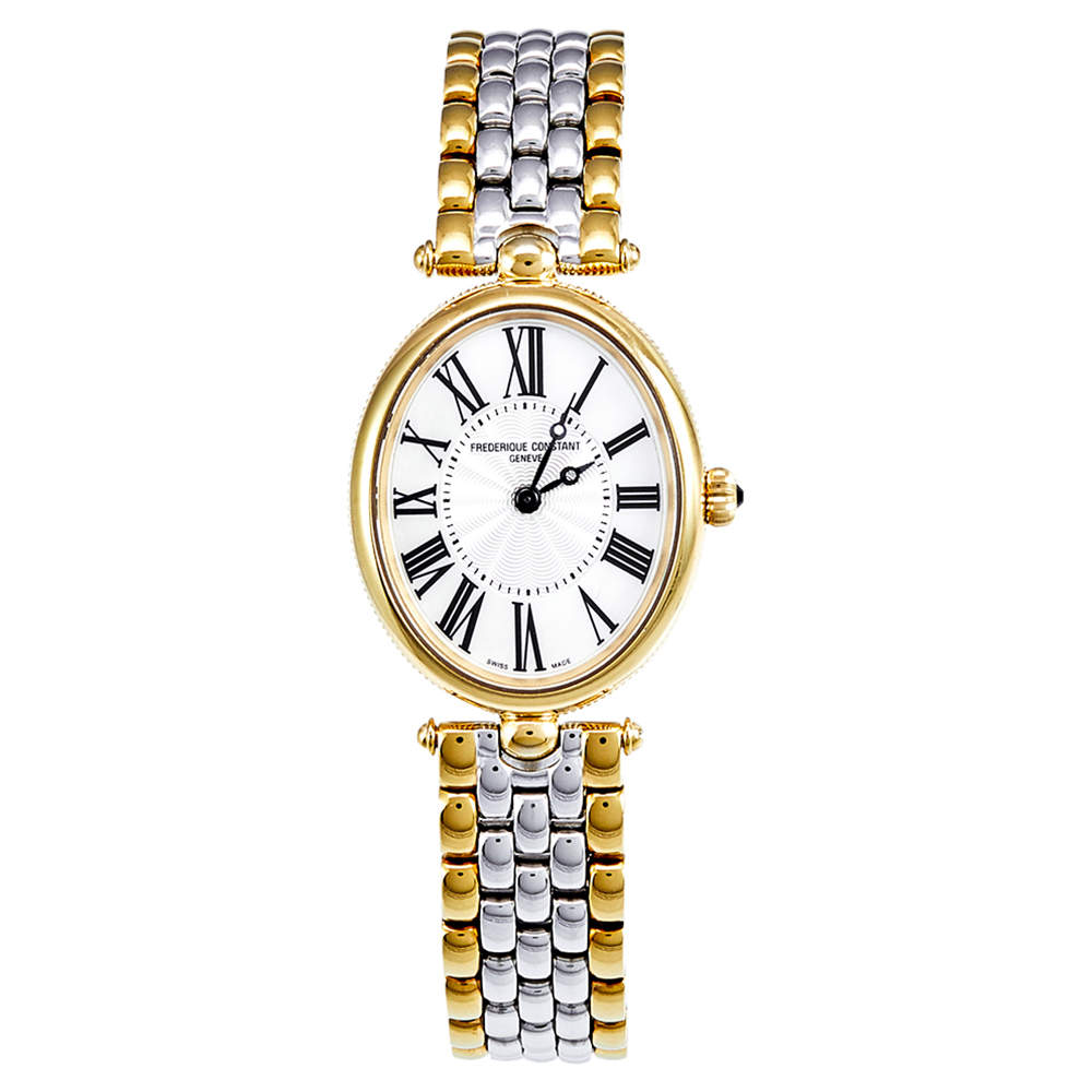 Pre Owned Frederique Constant Mother of Pearl Two Tone Stainless Steel Art Deco FC-200X2V Women's Wristwatch 26 mm