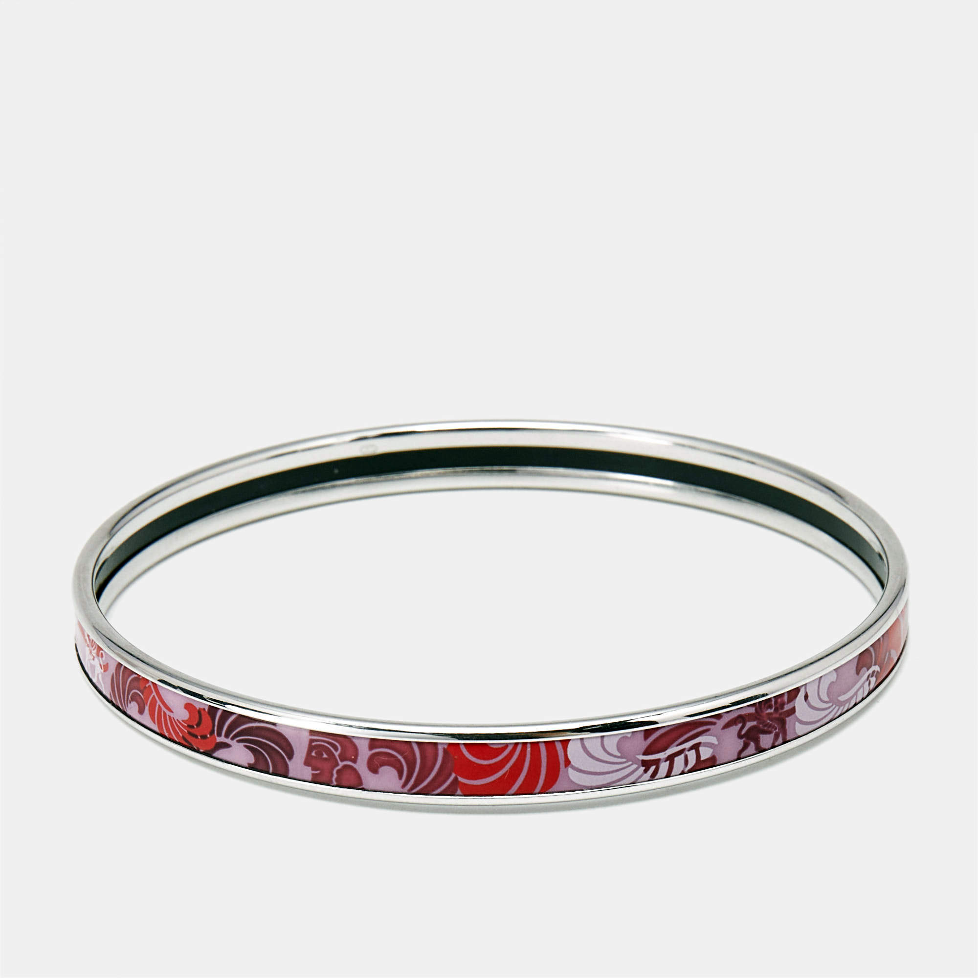 Pre Owned Frey Wille Purple Enamel Silver Tone Ultra Bangle Bracelet