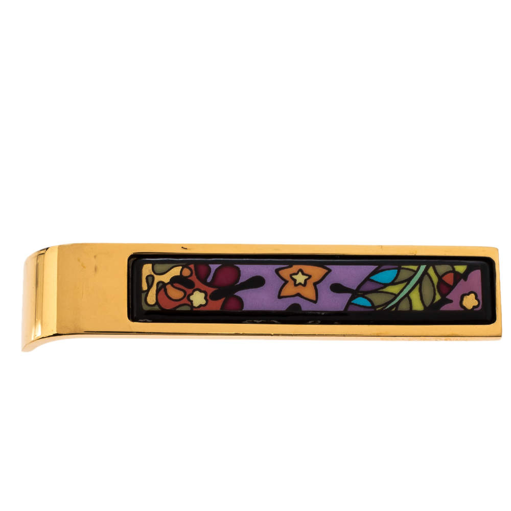 Pre Owned Frey Wille Multicolor Fire Enamel Gold Tone Cascade Pendant