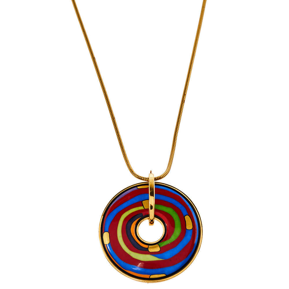 Pre Owned Frey Wille Hommage à Hundertwasser Spiral of Life Luna Piena Pendant Necklace