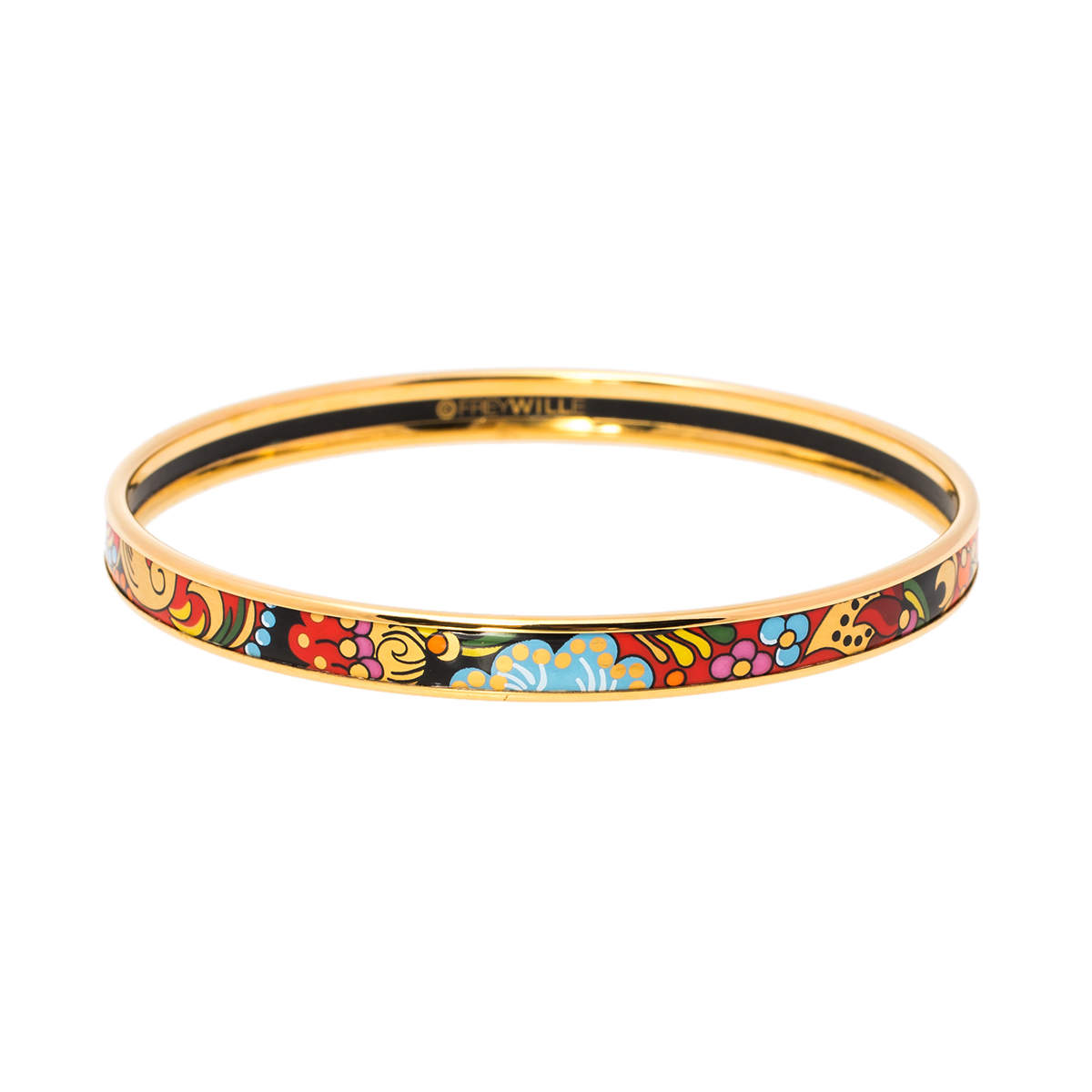 Frey Wille Multicolor Passionate Russia Golden Kalinka Bordered Ultra Bangle Bracelet